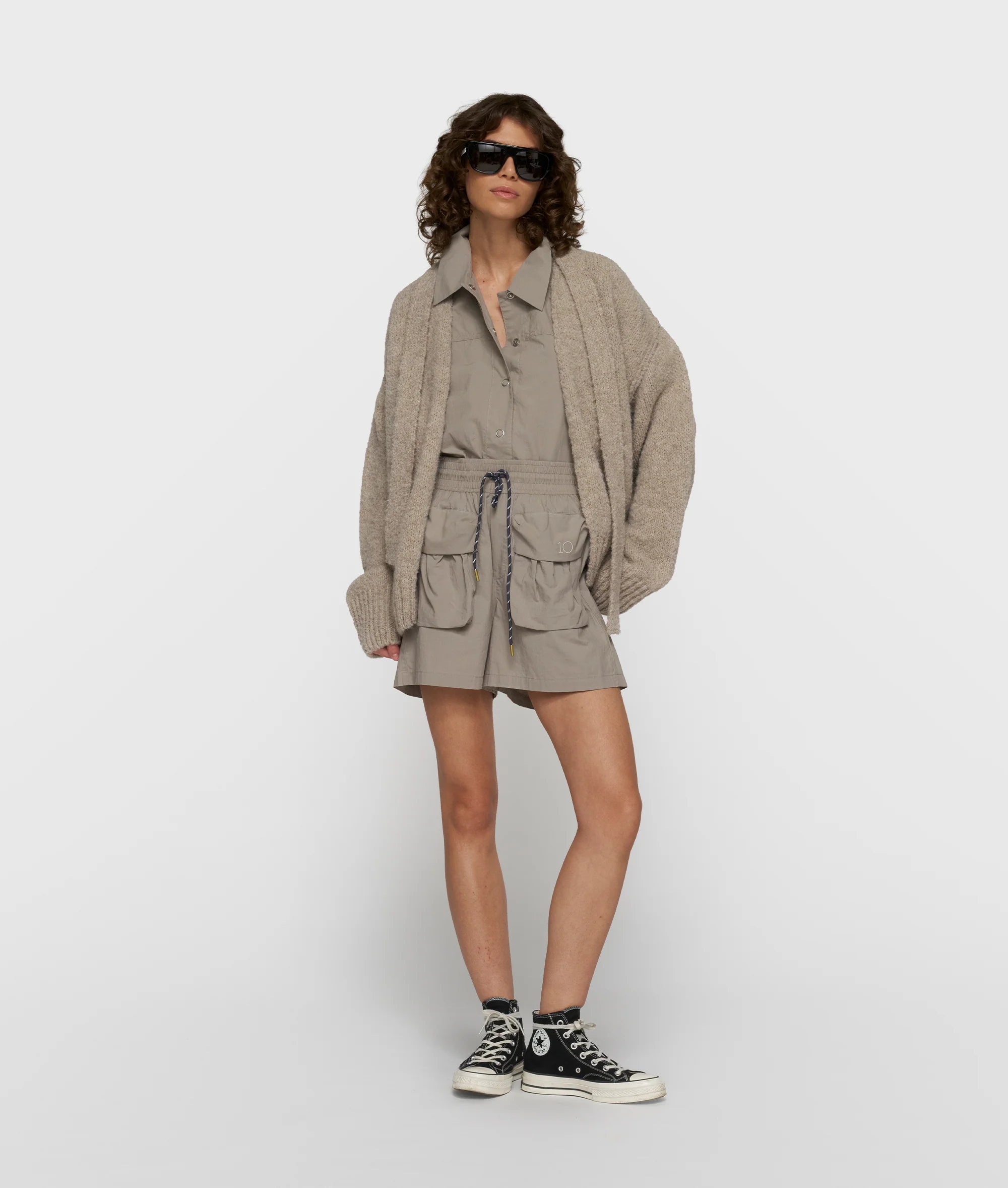 Short Belted Knit Cardigan