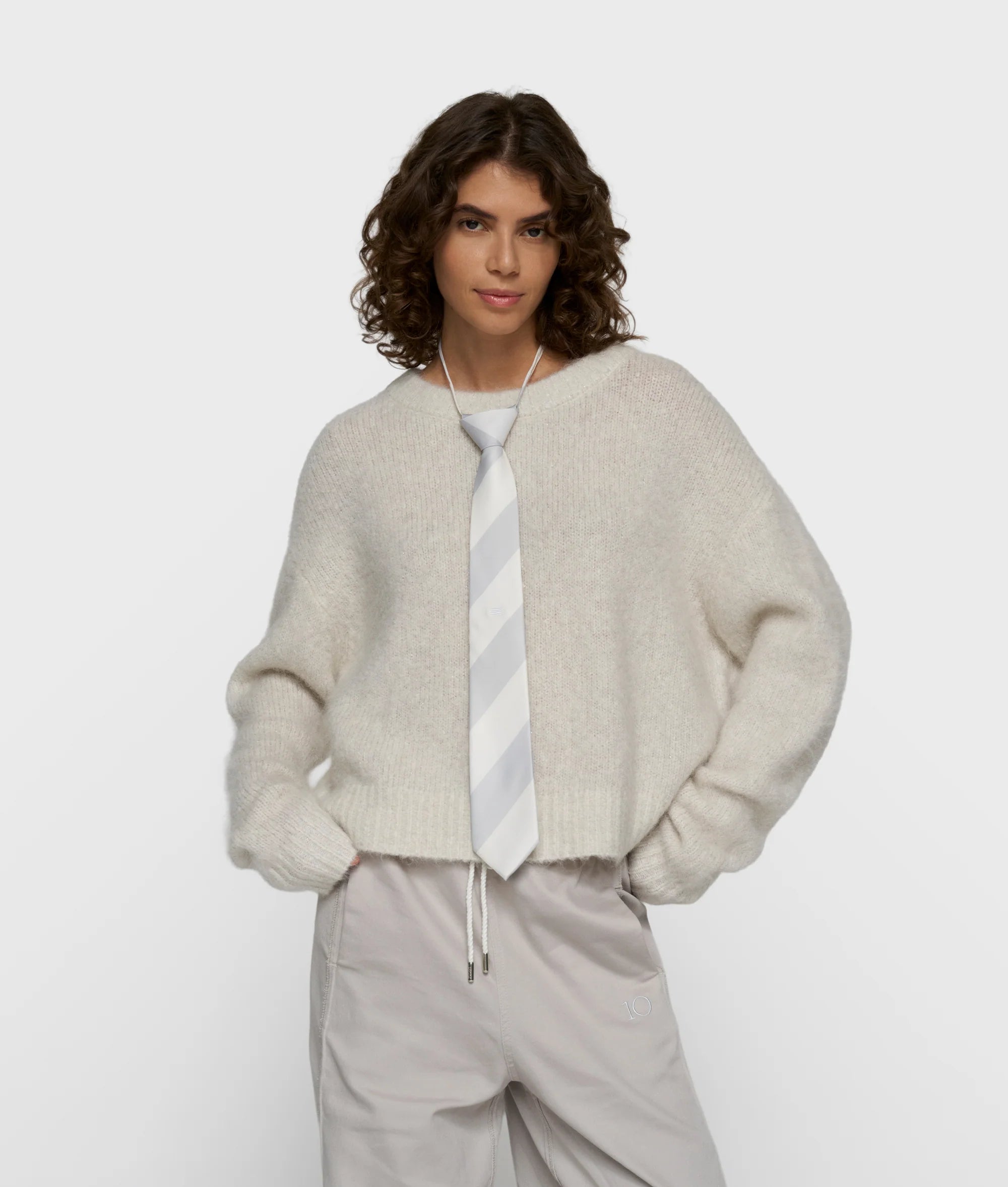 Hairy Knit Sweater Lurex ecru