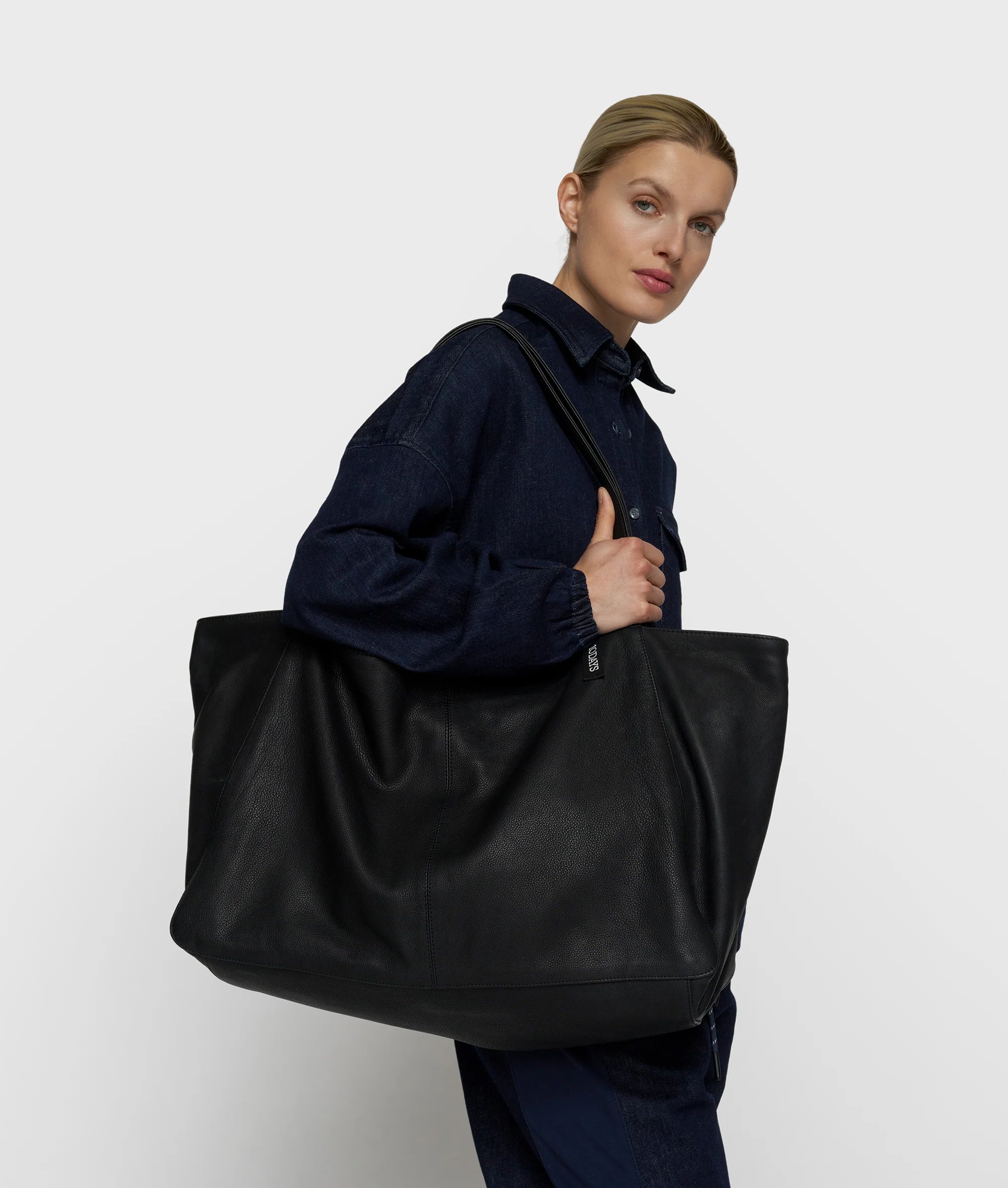 Black Leather Shopper