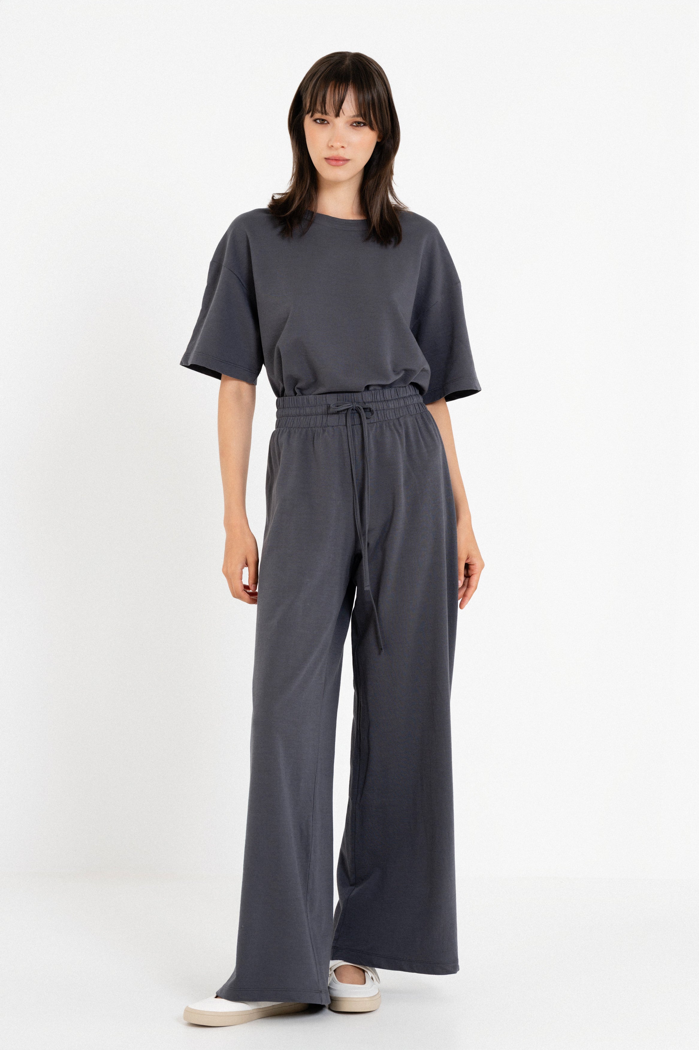 Light Futter Wide Leg Pants Dusty Ciel