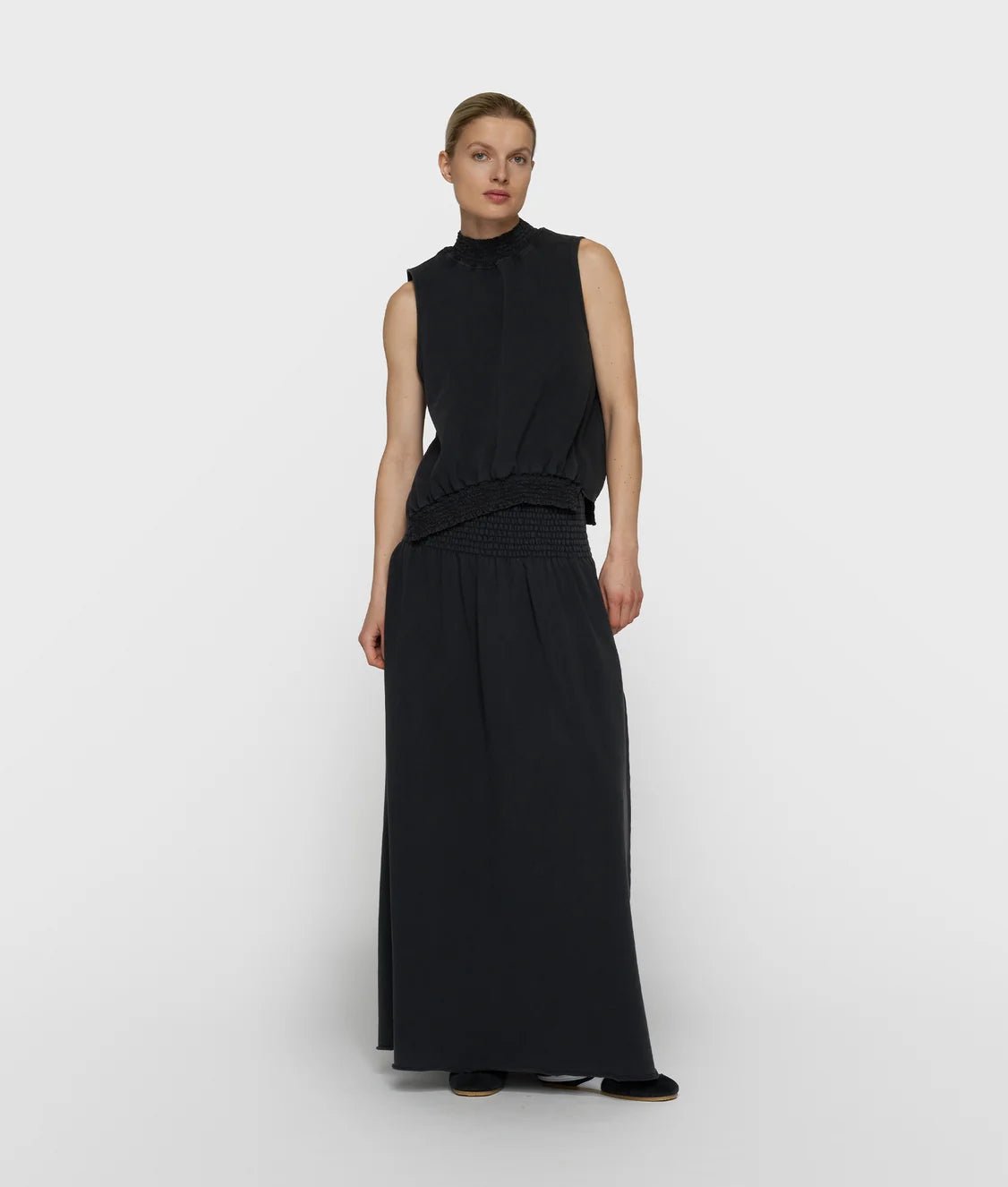 Smock Skirt Washed 20-102-6203-dark charcoal - Dein Lieblingsladen Concept