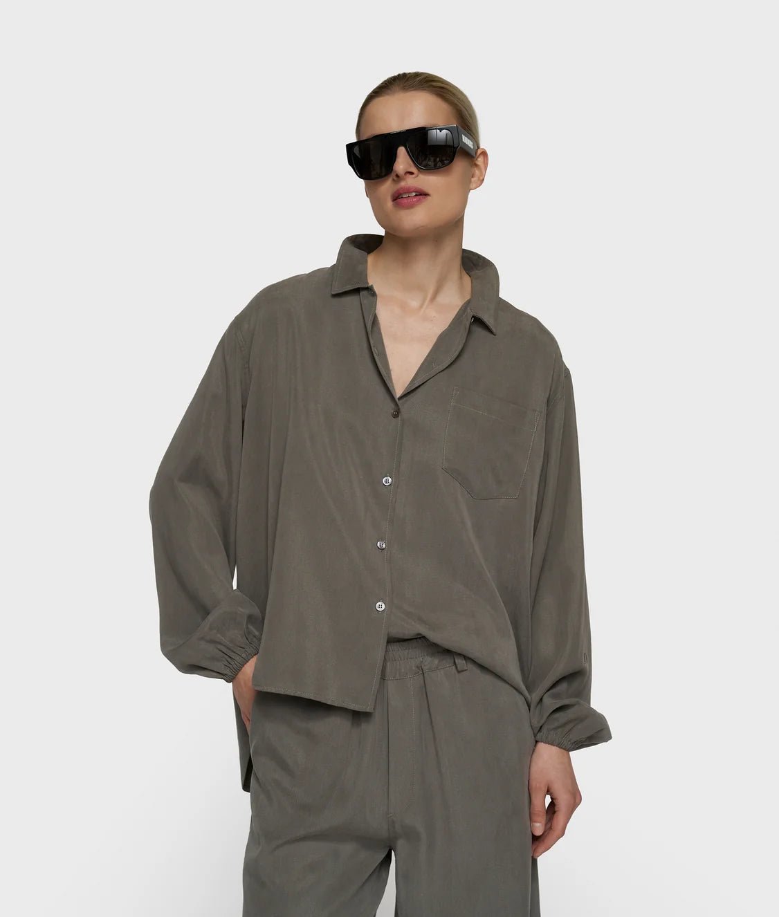 Lyocell Shirt 20-420-6203-dark fog - Dein Lieblingsladen Concept