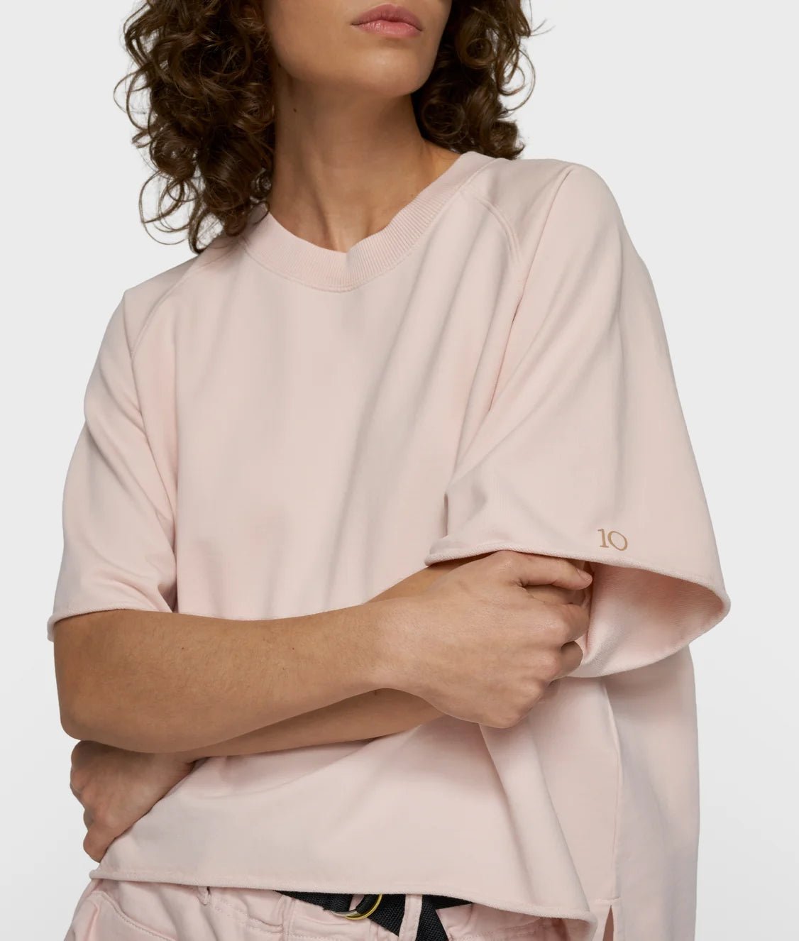 Short Sleeve LA Sweater 20-817-6203-powder - Dein Lieblingsladen Concept