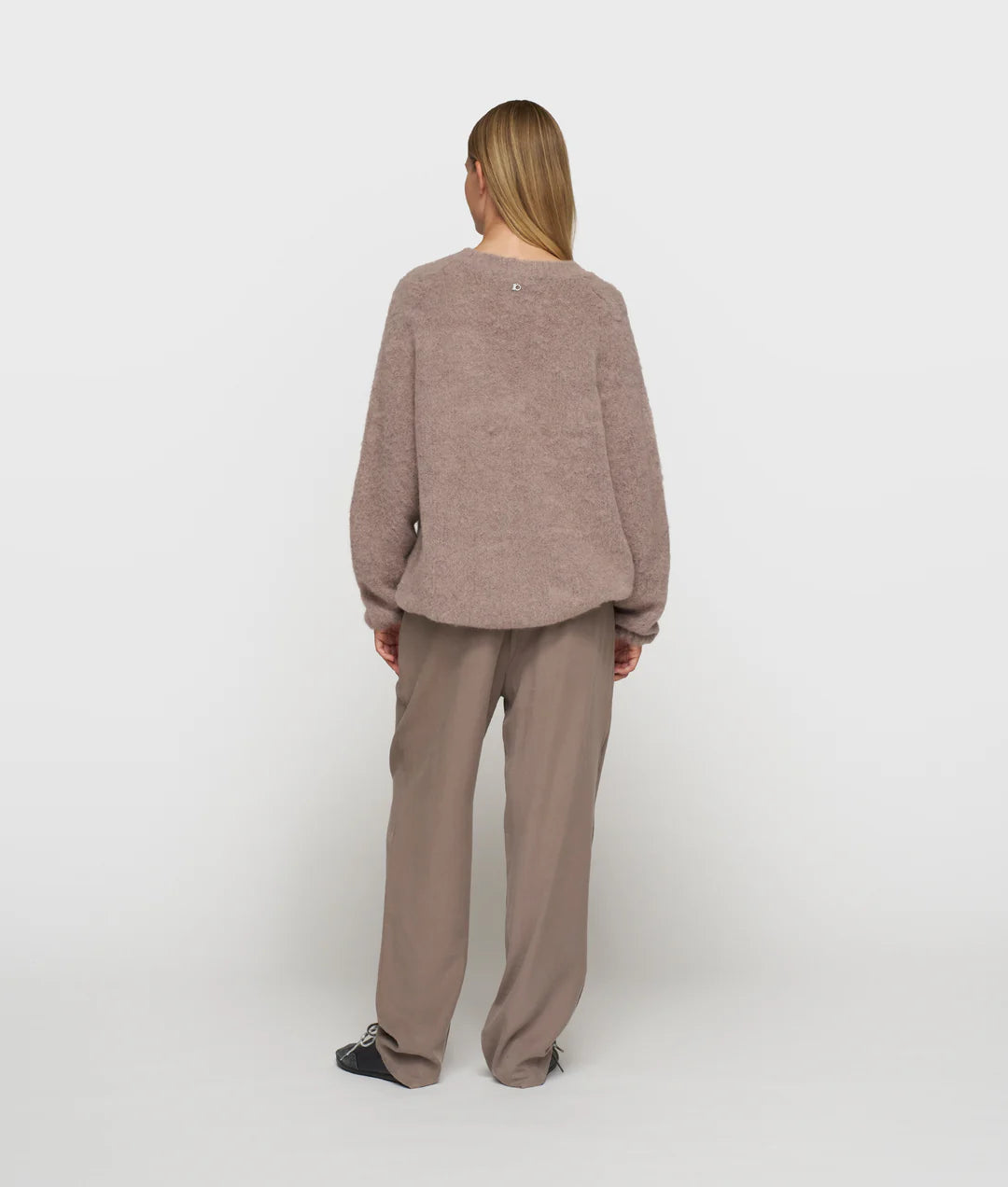 V-Neck Knit Sweater-moonrock