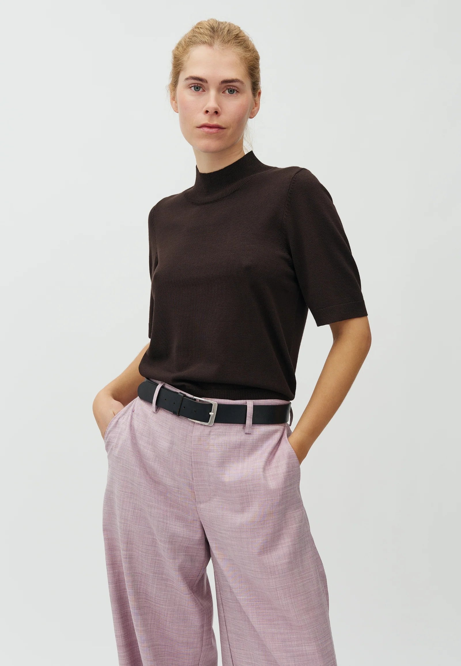 Kurzarm-Pullover "Clara Crew-M" java