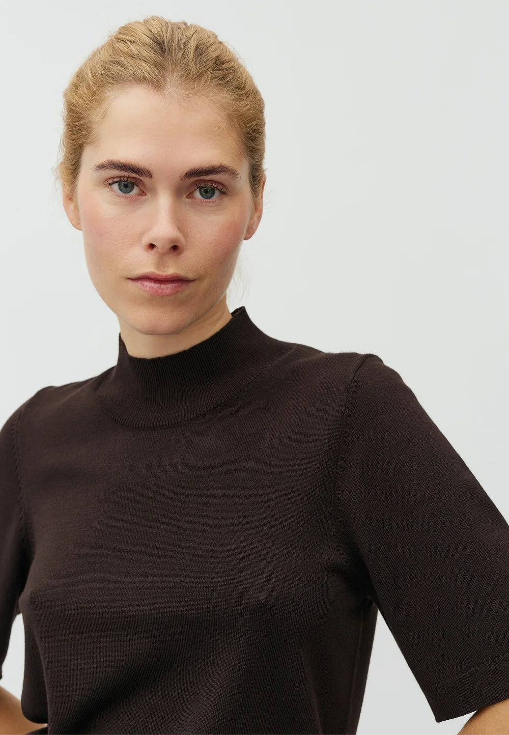 Kurzarm-Pullover "Clara Crew-M" java
