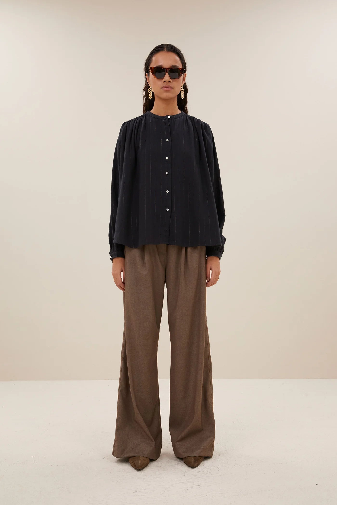 Lurex Bluse "Nyka" midnight lurex stripe