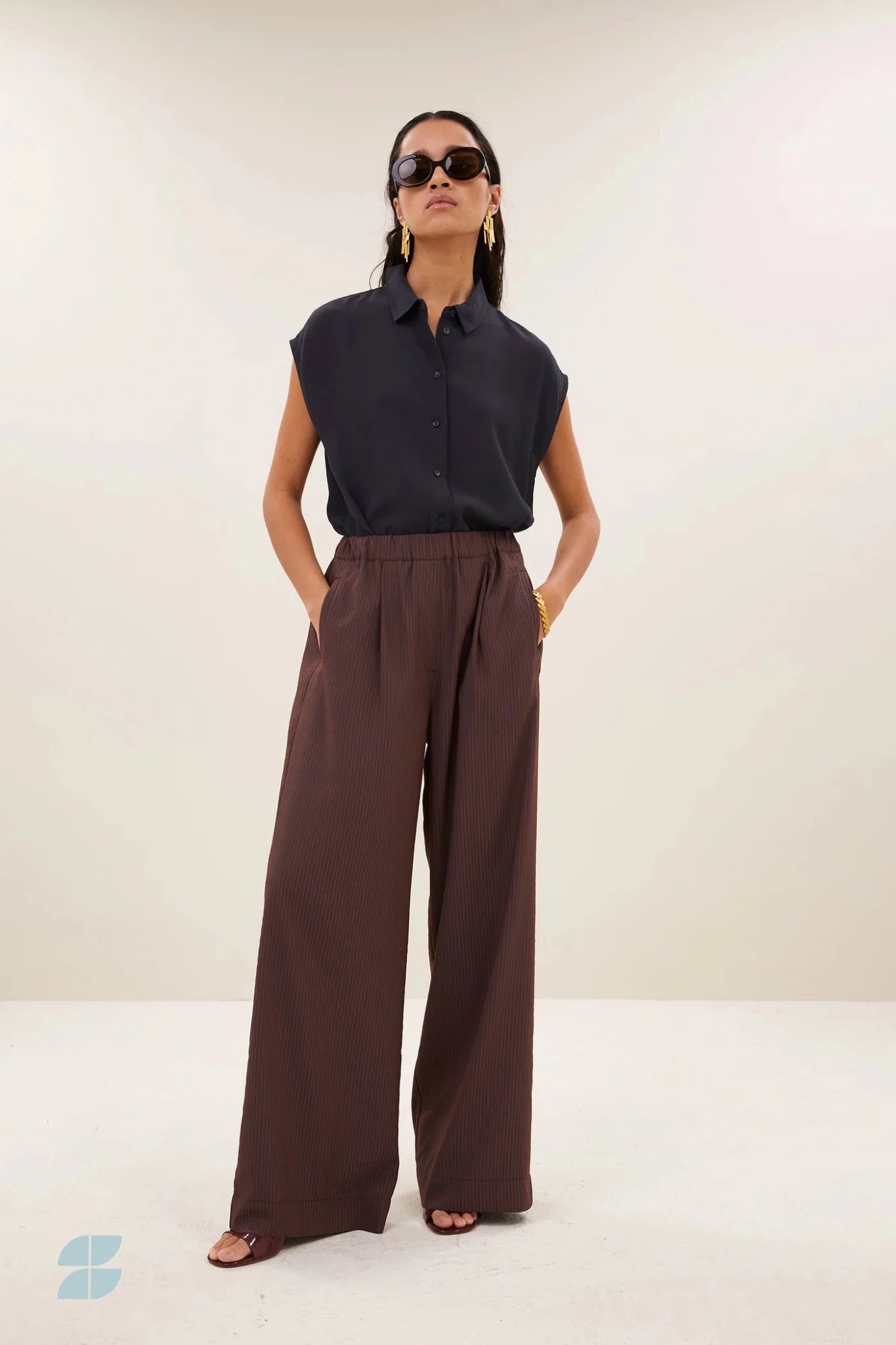 Hose "Celin" - tan stripe - Dein Lieblingsladen Concept