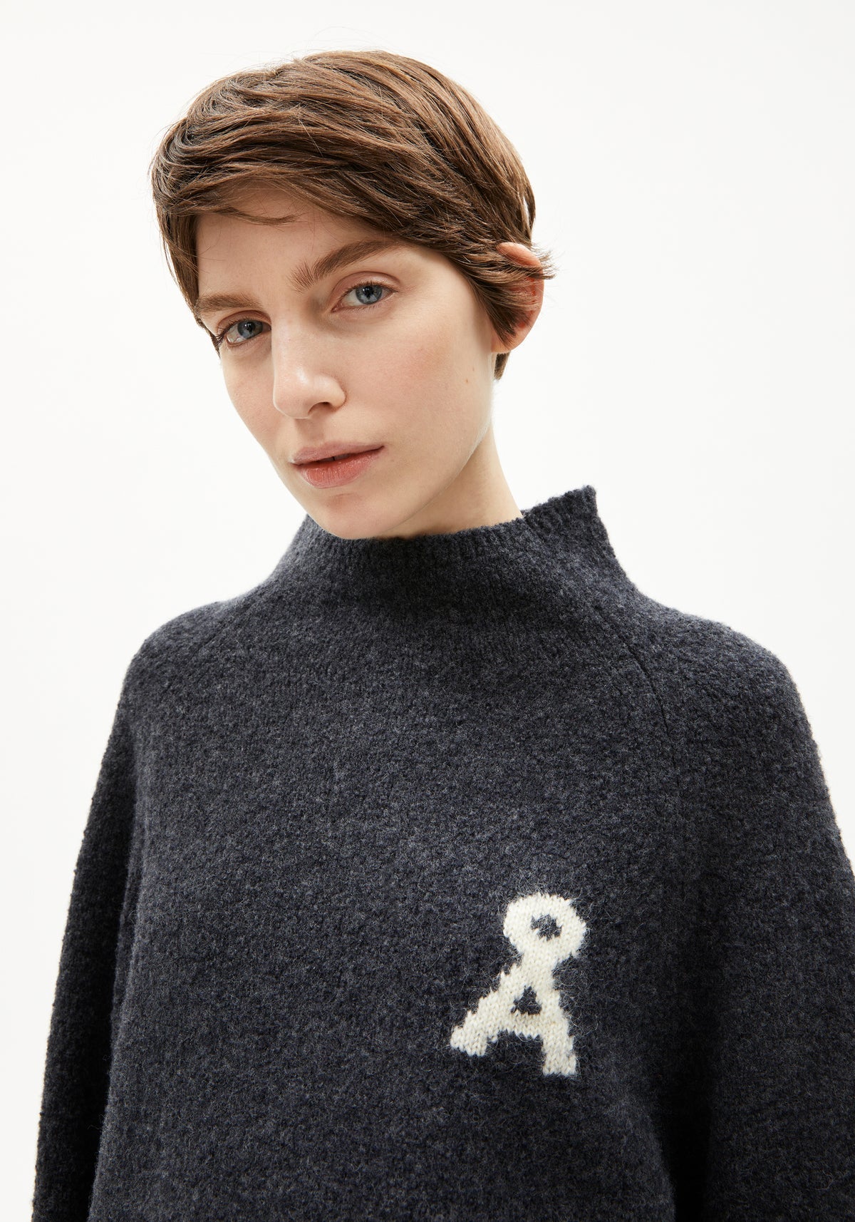Pullover "Iconic A Monalaa Bouclé"-steel melange-oatmilk
