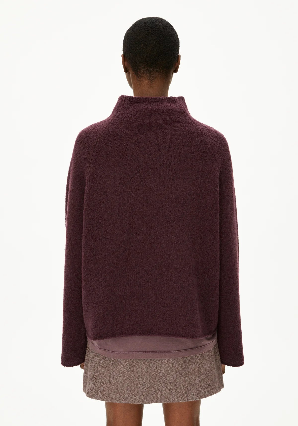 Pullover "Iconic A Monalaa Bouclé"-dark cranberry-oatmilk