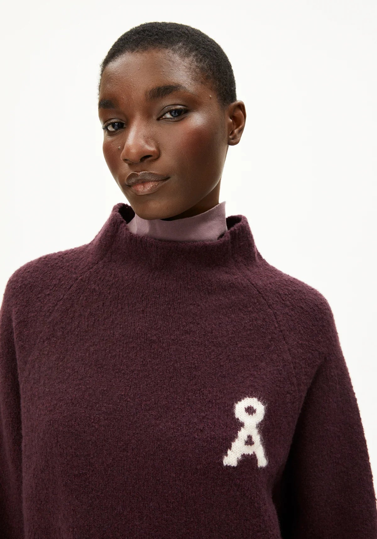 Pullover "Iconic A Monalaa Bouclé"-dark cranberry-oatmilk
