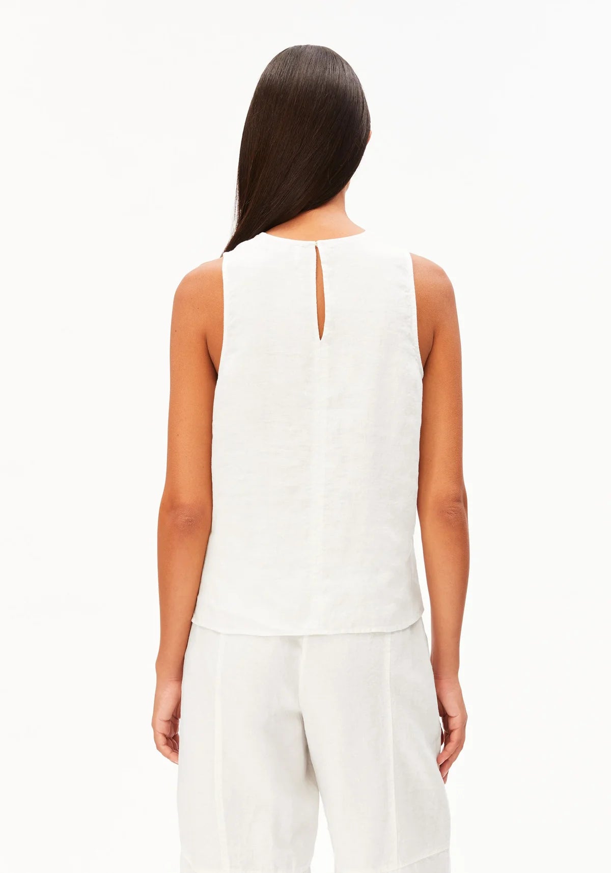 Pure Linen Blouse Top White