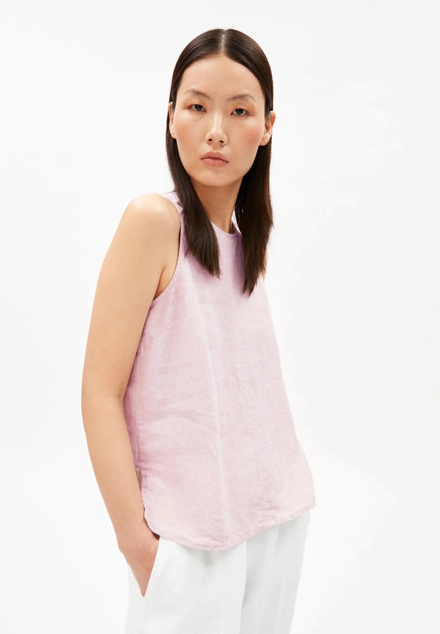 Pure Linen Blouse Top Pink Mist - Dein Lieblingsladen Concept