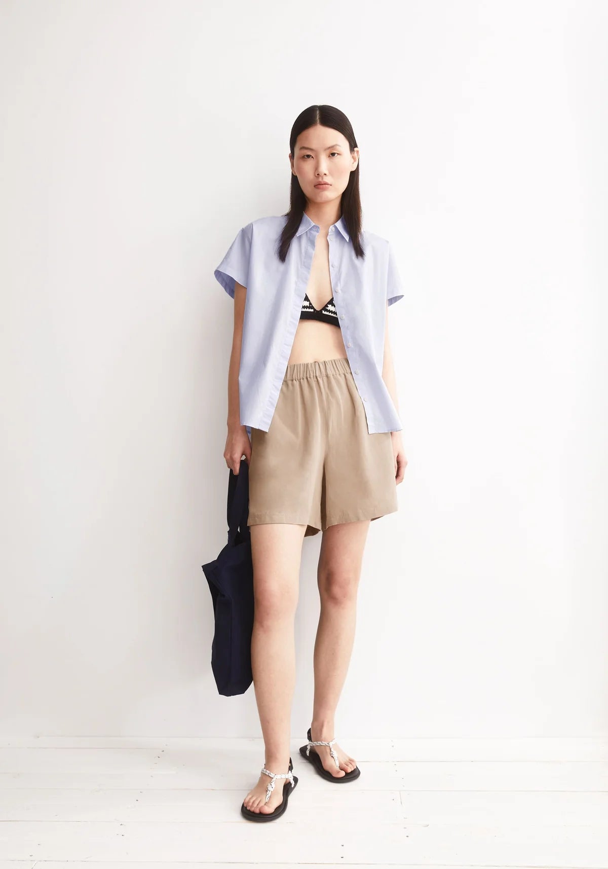 Linen Blend Pull On Shorts Sandstone