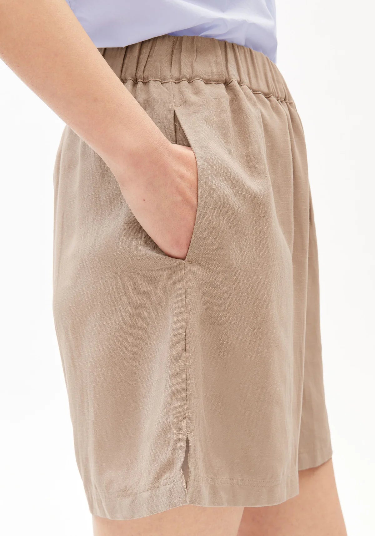 Linen Blend Pull On Shorts Sandstone
