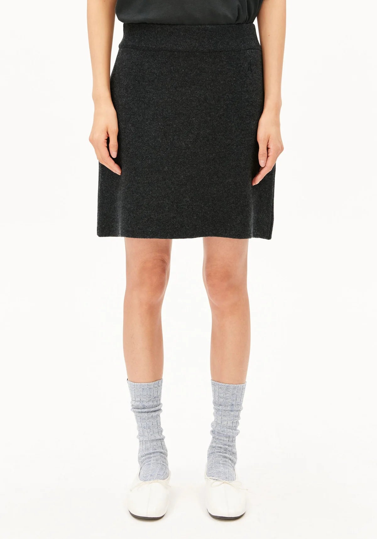 Cotton Wool Mini Knit Skirt - steel melange