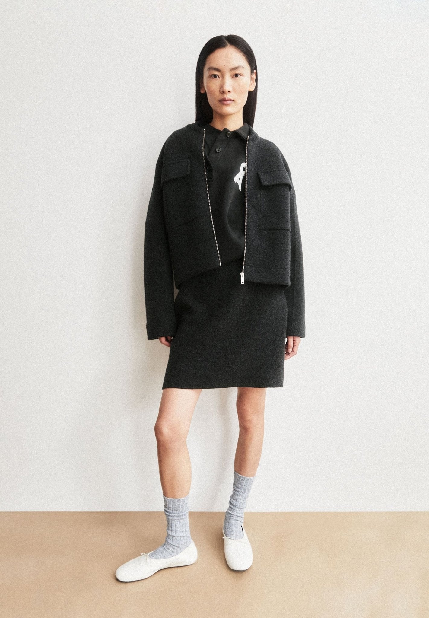 Cotton Wool Mini Knit Skirt - steel melange - Dein Lieblingsladen Concept