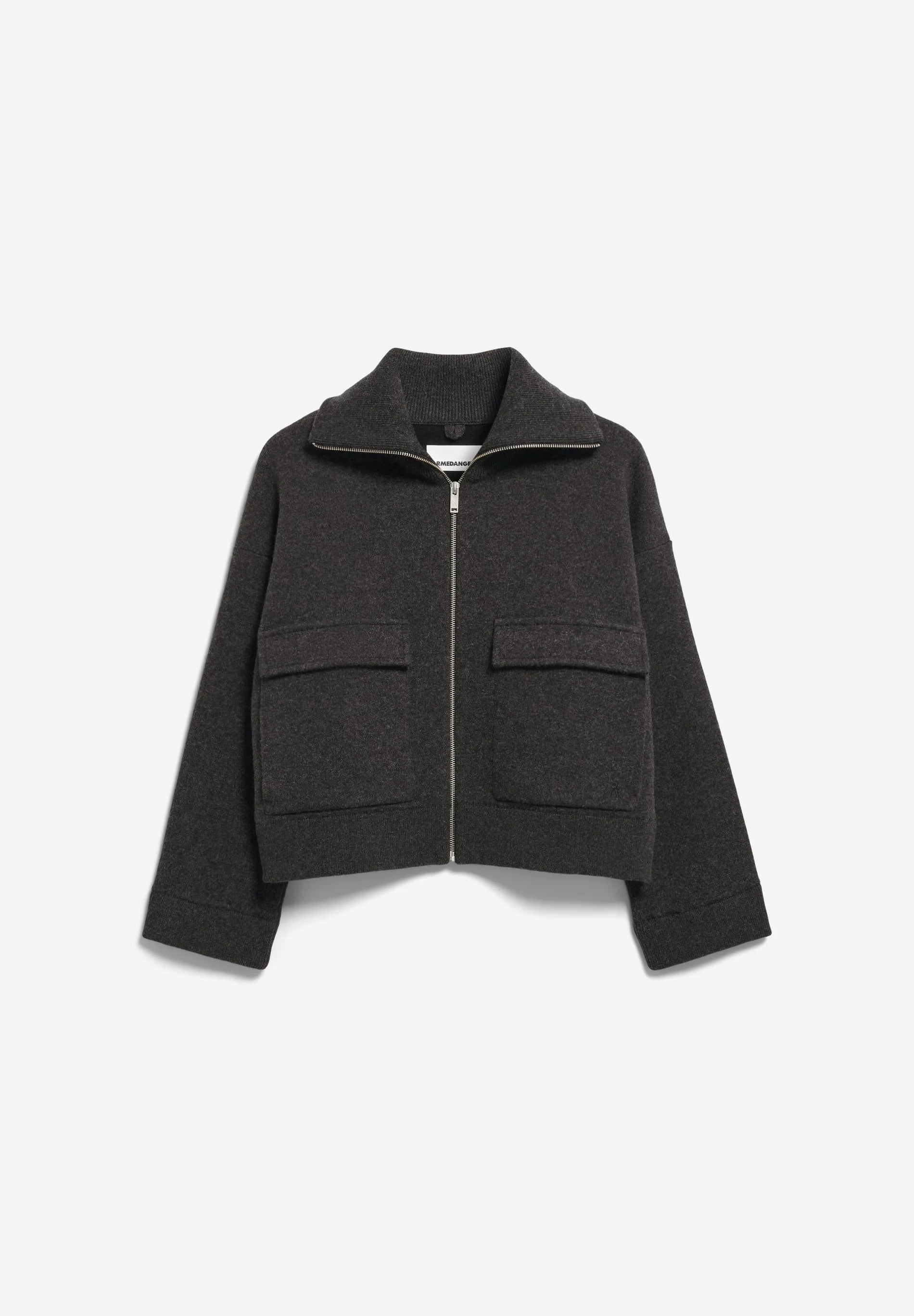 Cotton Wool Knit Jacket - steel melange