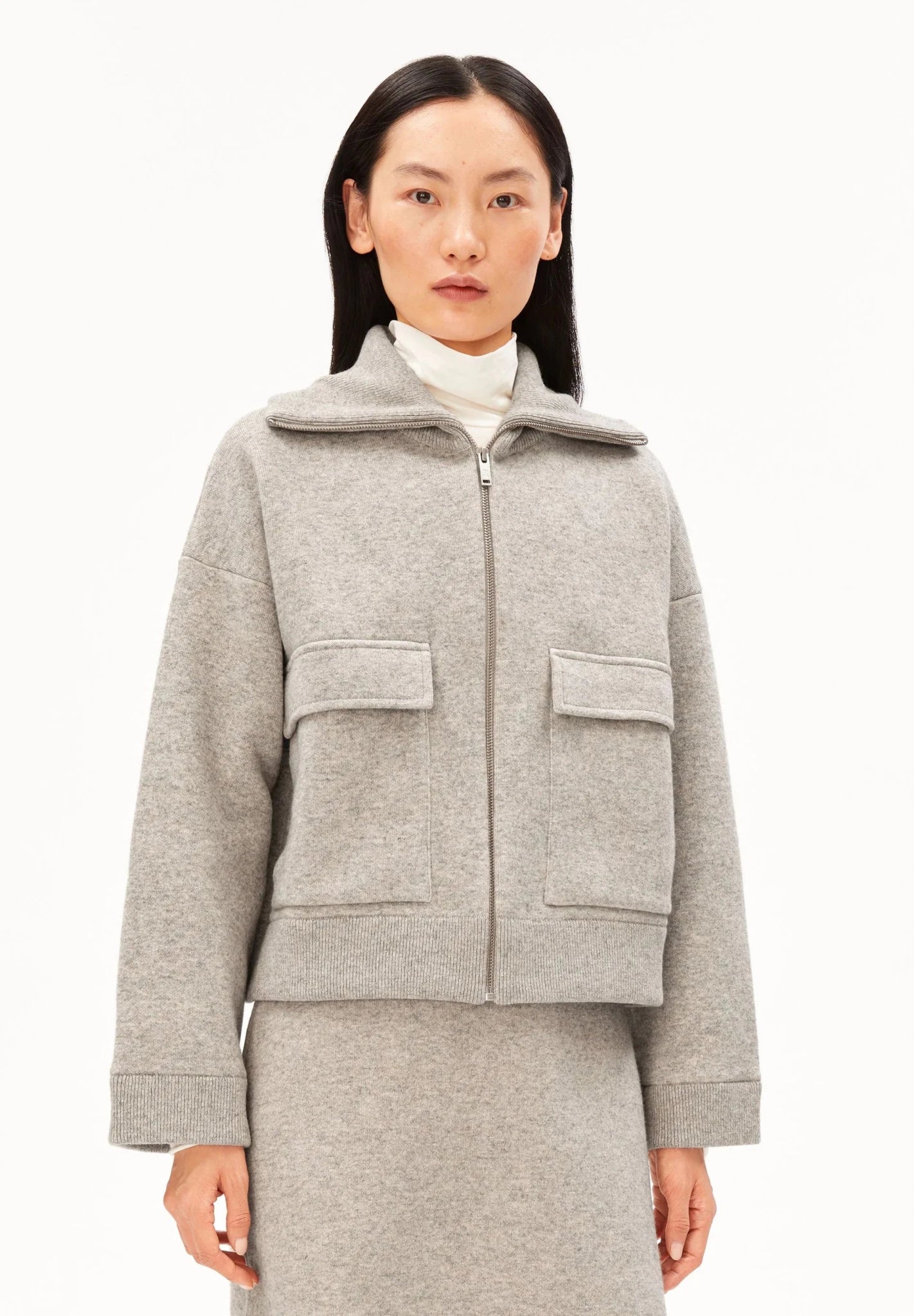 Cotton Wool Knit Jacket - dark honey melange - Dein Lieblingsladen Concept