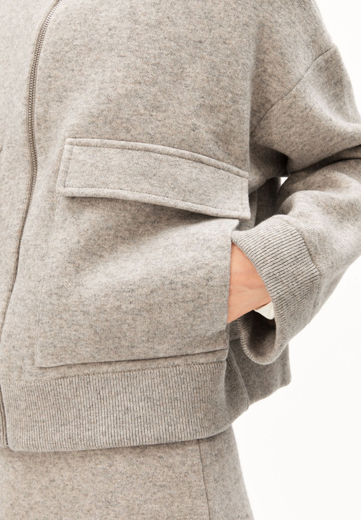 Cotton Wool Knit Jacket - dark honey melange - Dein Lieblingsladen Concept