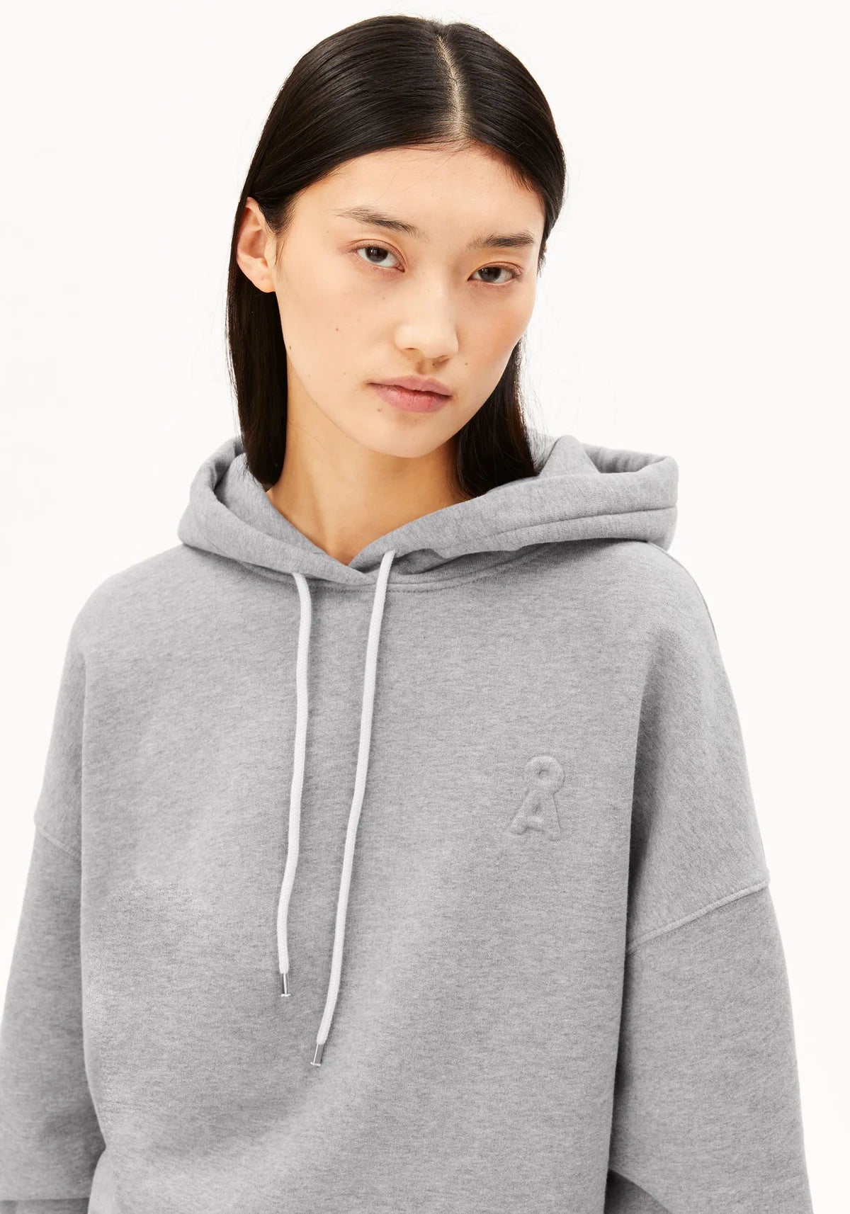 Iconic A Open Edge Hoodie Silver Melange