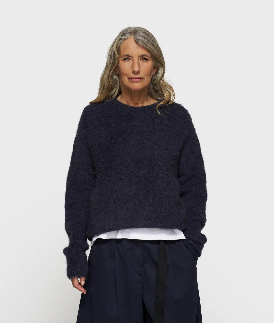 Cropped Hairy Knit Sweater