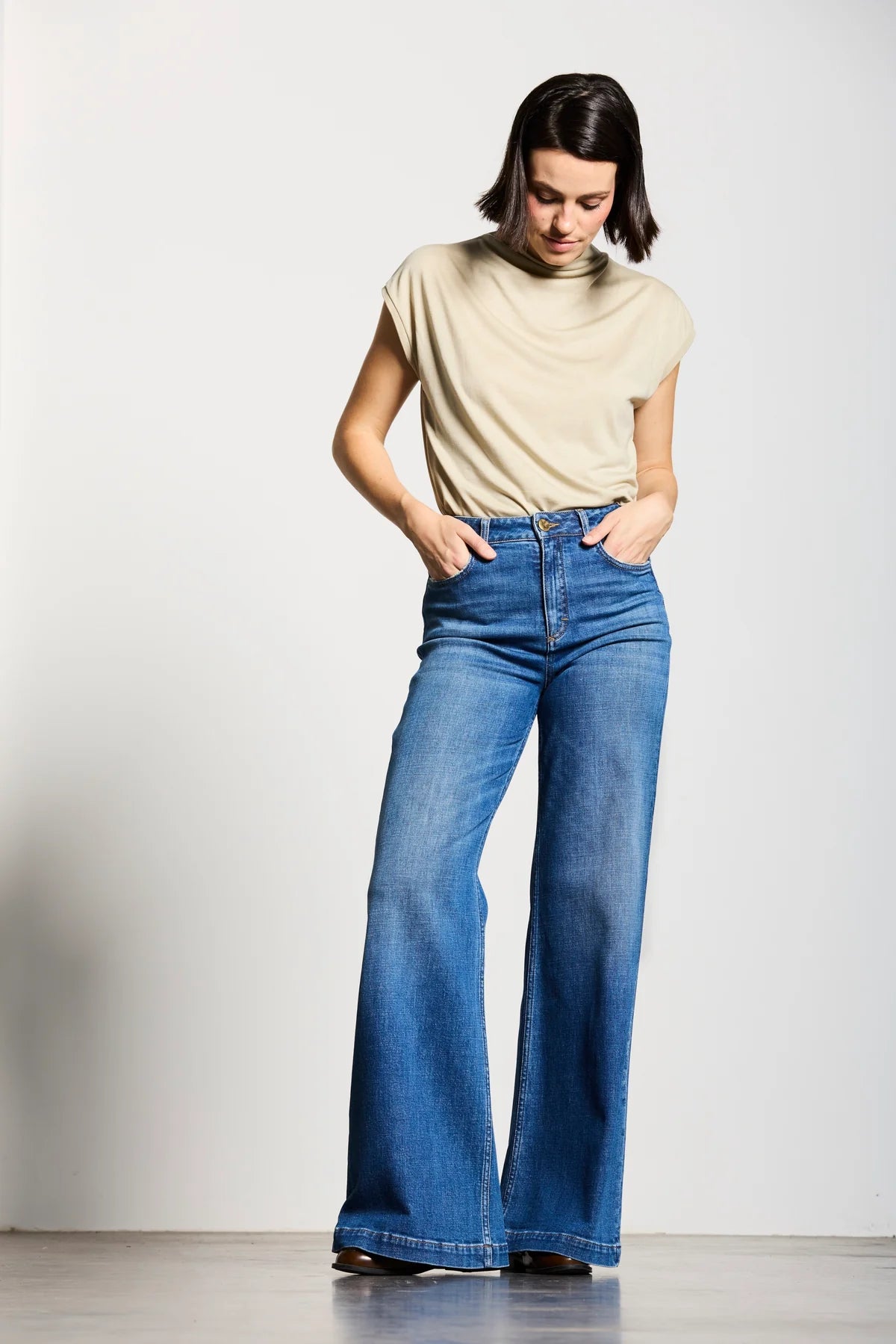 Jeans "Luisenpark Palazzo" mid blue