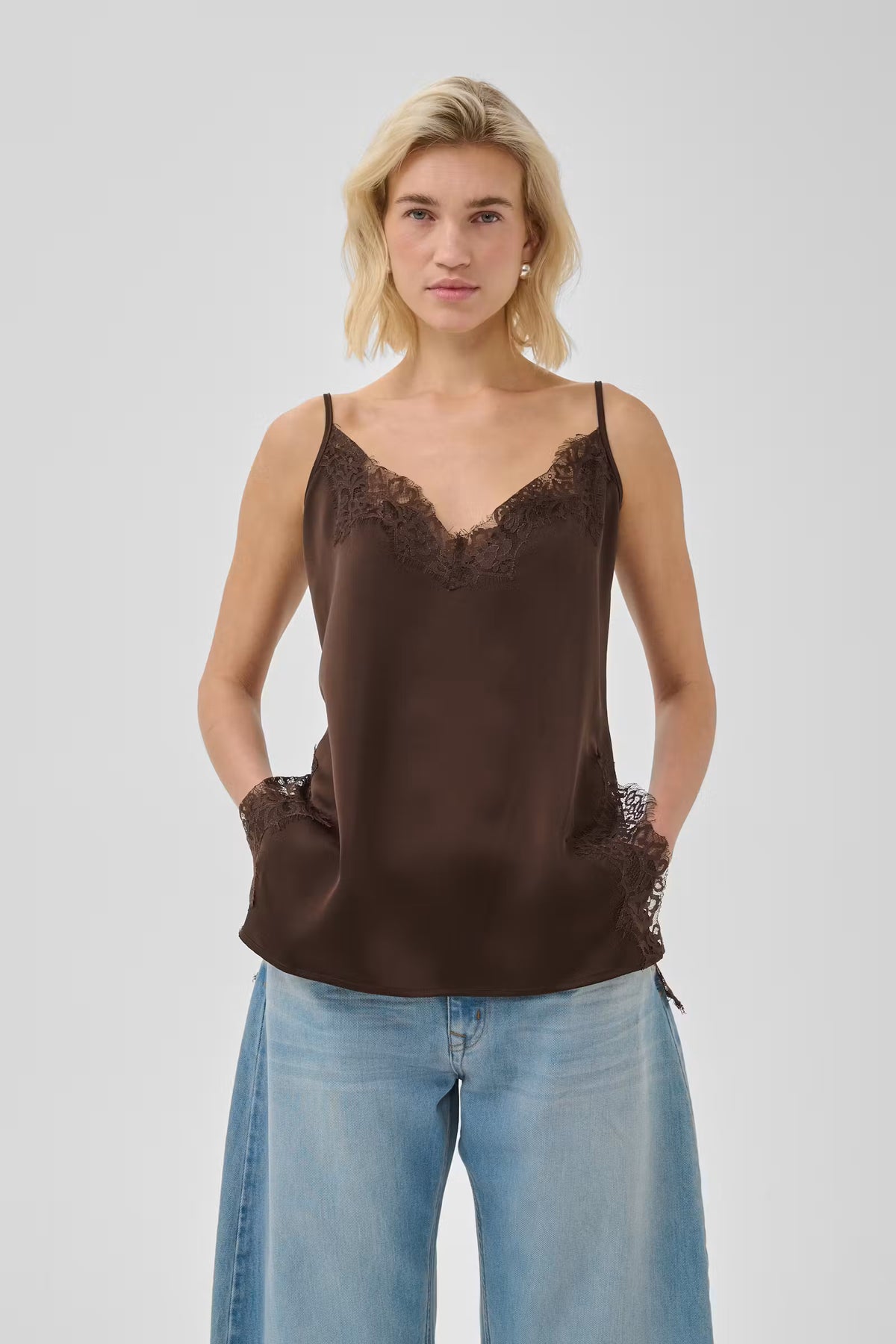 Lace Long Top "MWBrenda" dark brown
