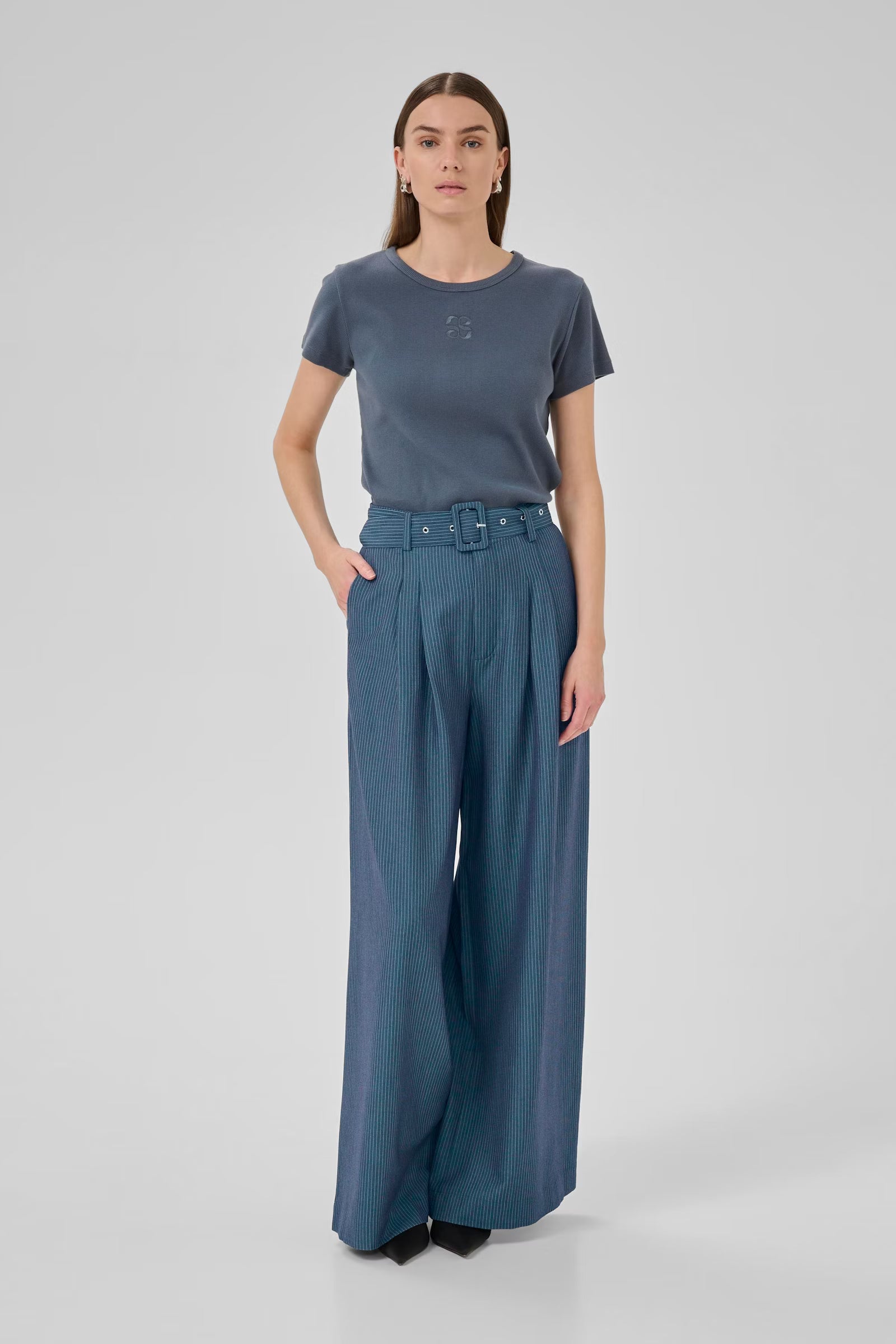 Hose "VittaMW" dark slate with stripes