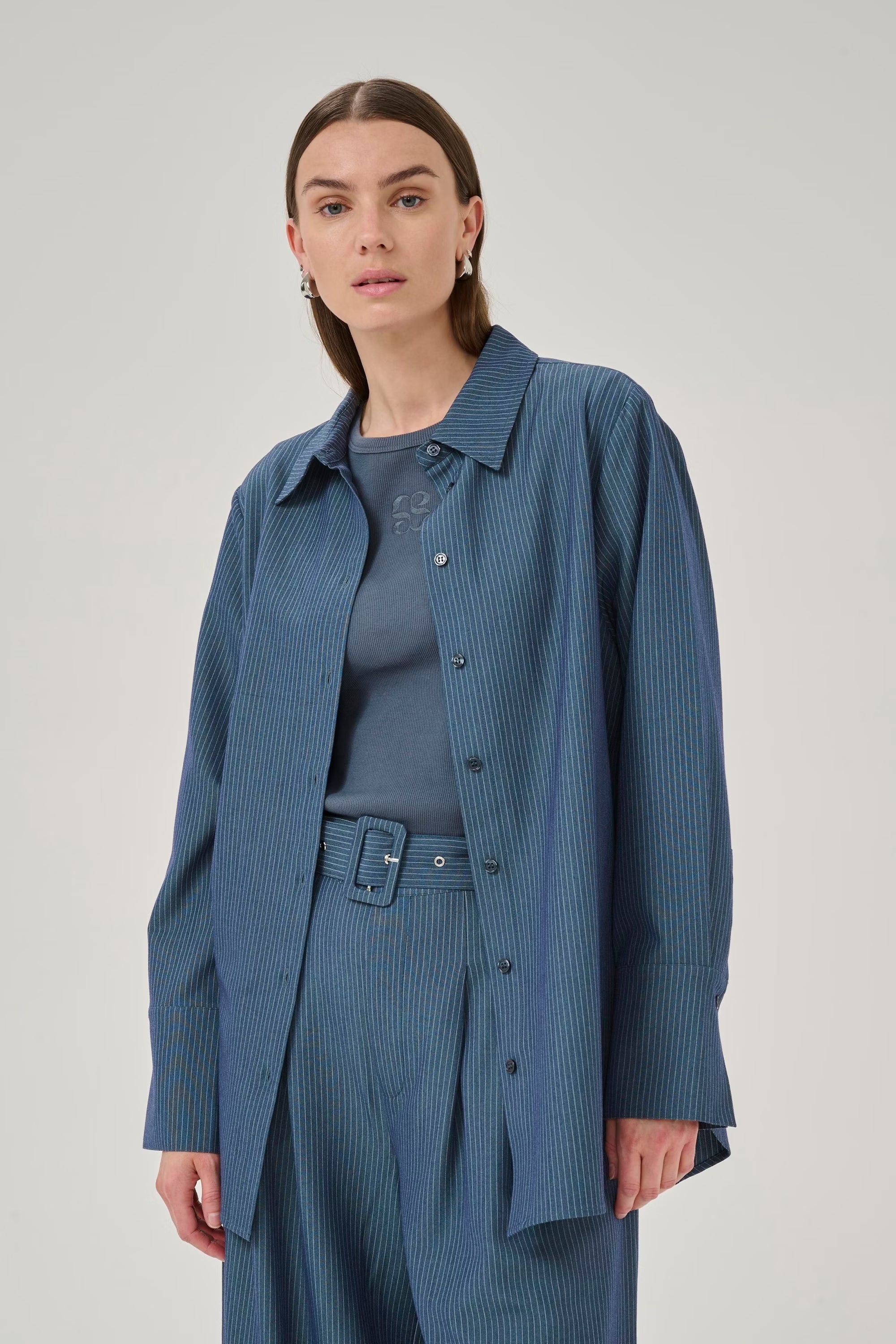 Shirt "VittaMW" dark slate with stripes