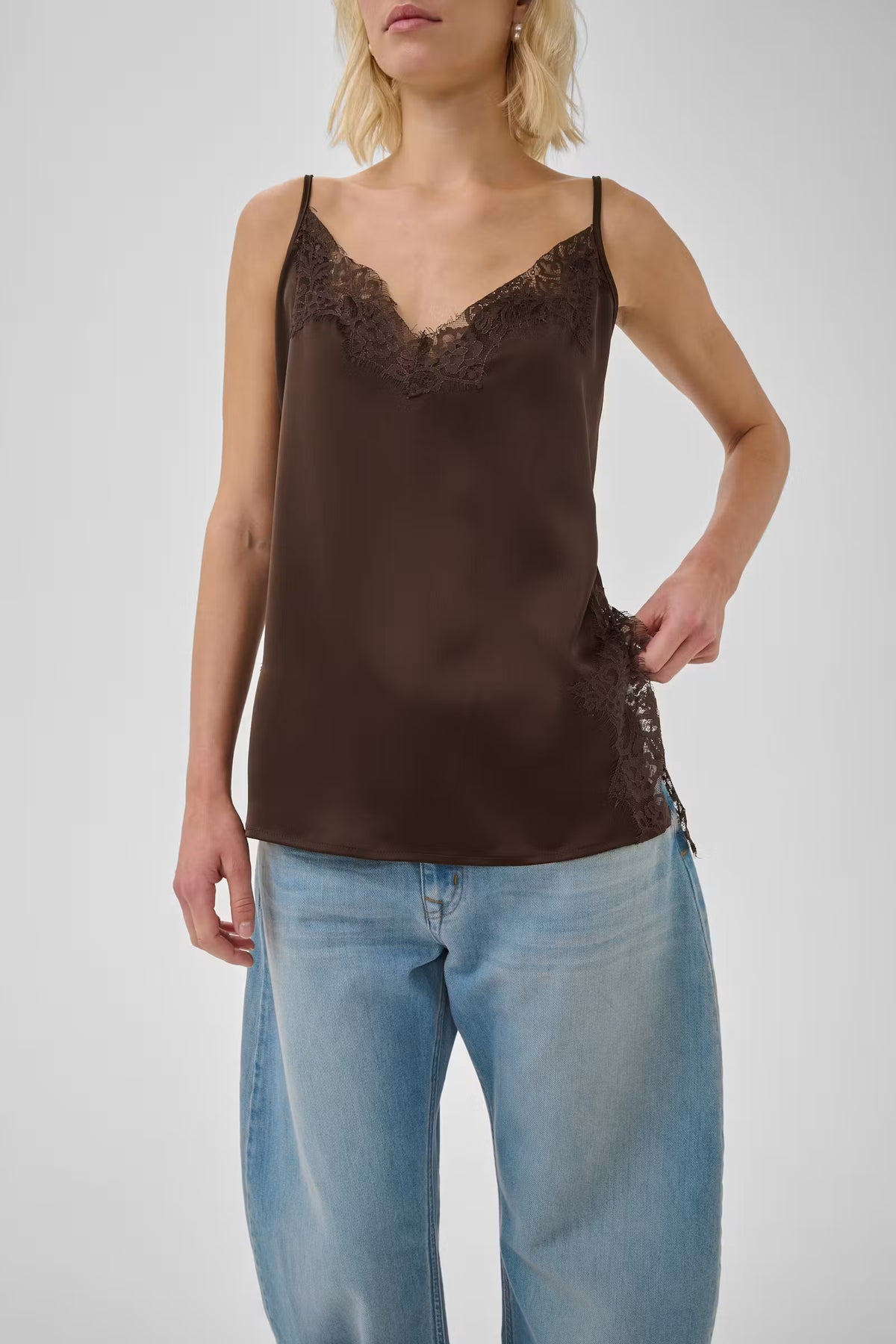 Lace Long Top "MWBrenda" dark brown
