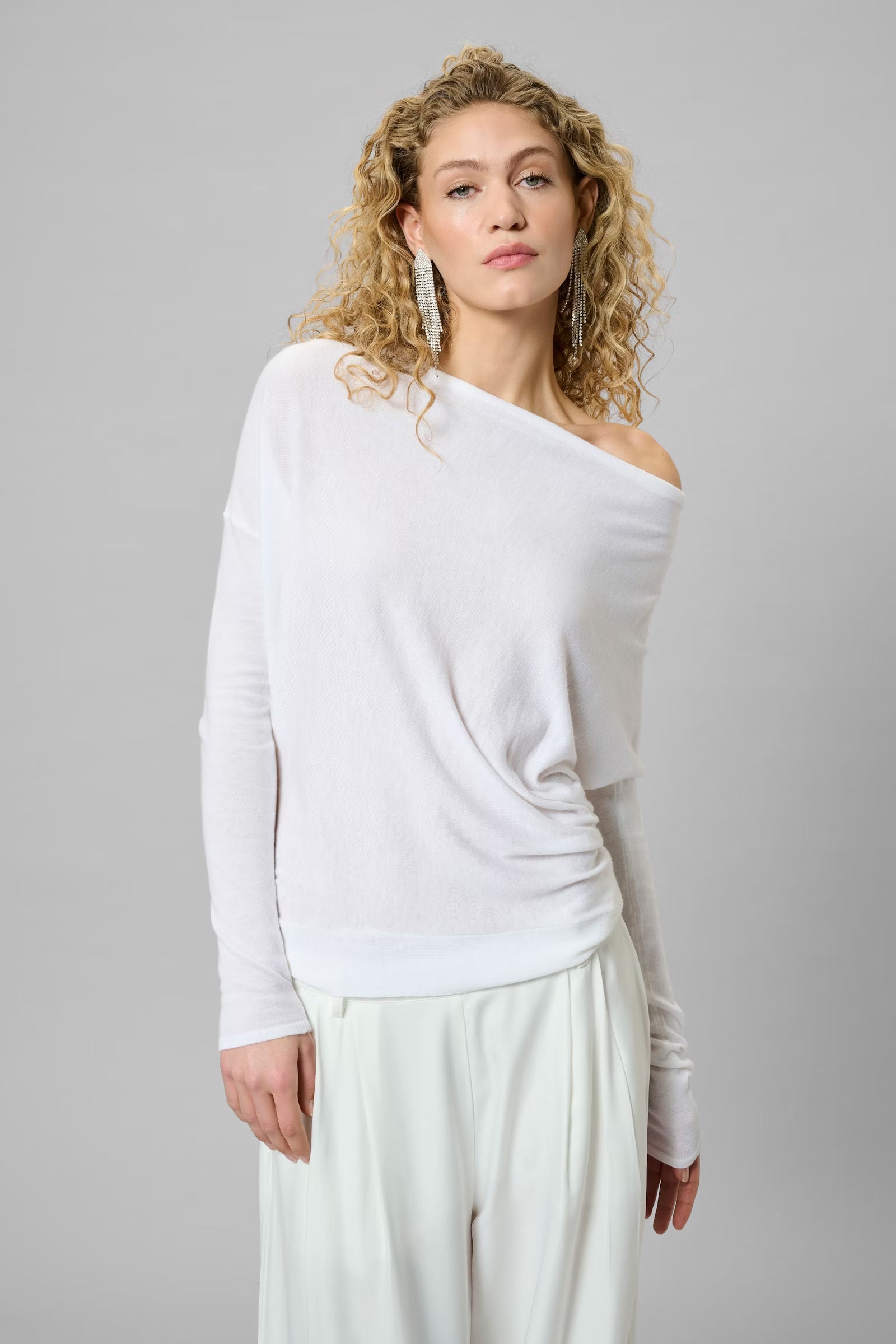 Waterfall Knit Blouse "MWPolly"-snow white