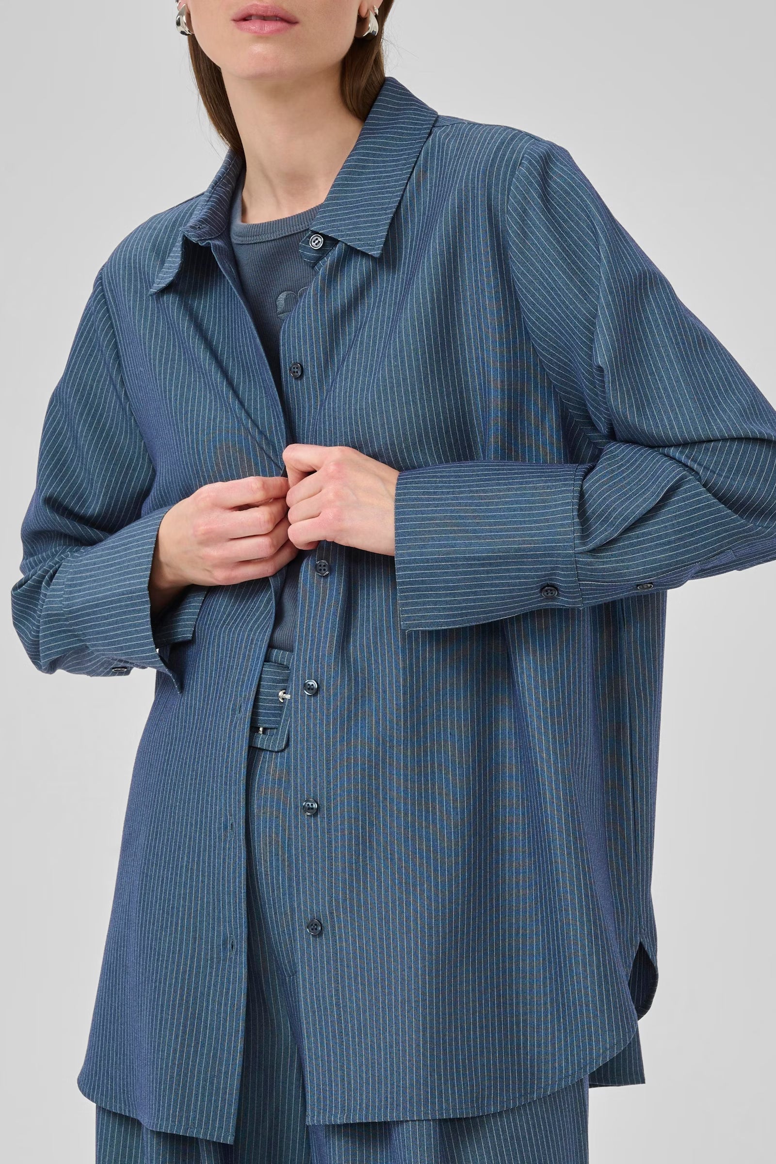 Shirt "VittaMW" dark slate with stripes
