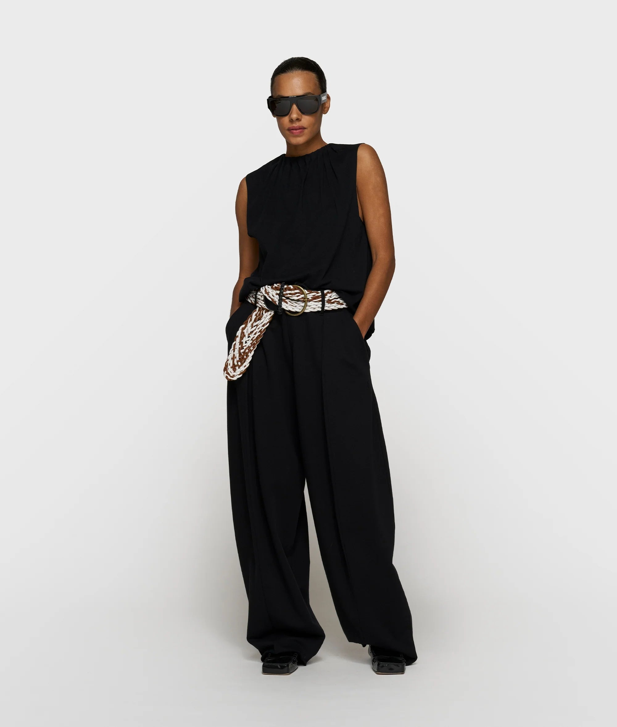 Pleated Top Jersey Black