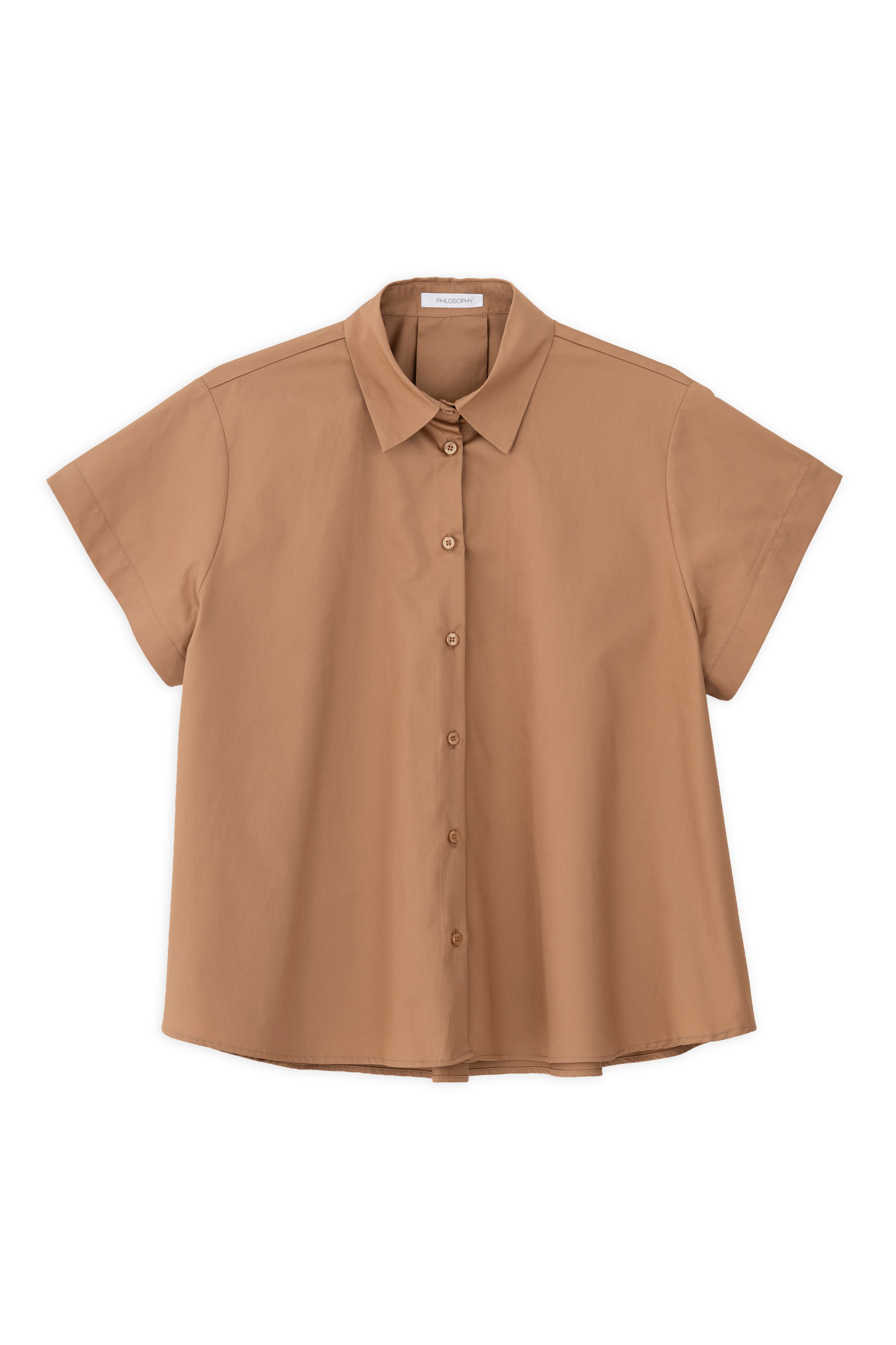 Poplin Short Sleeve Shirt Camel