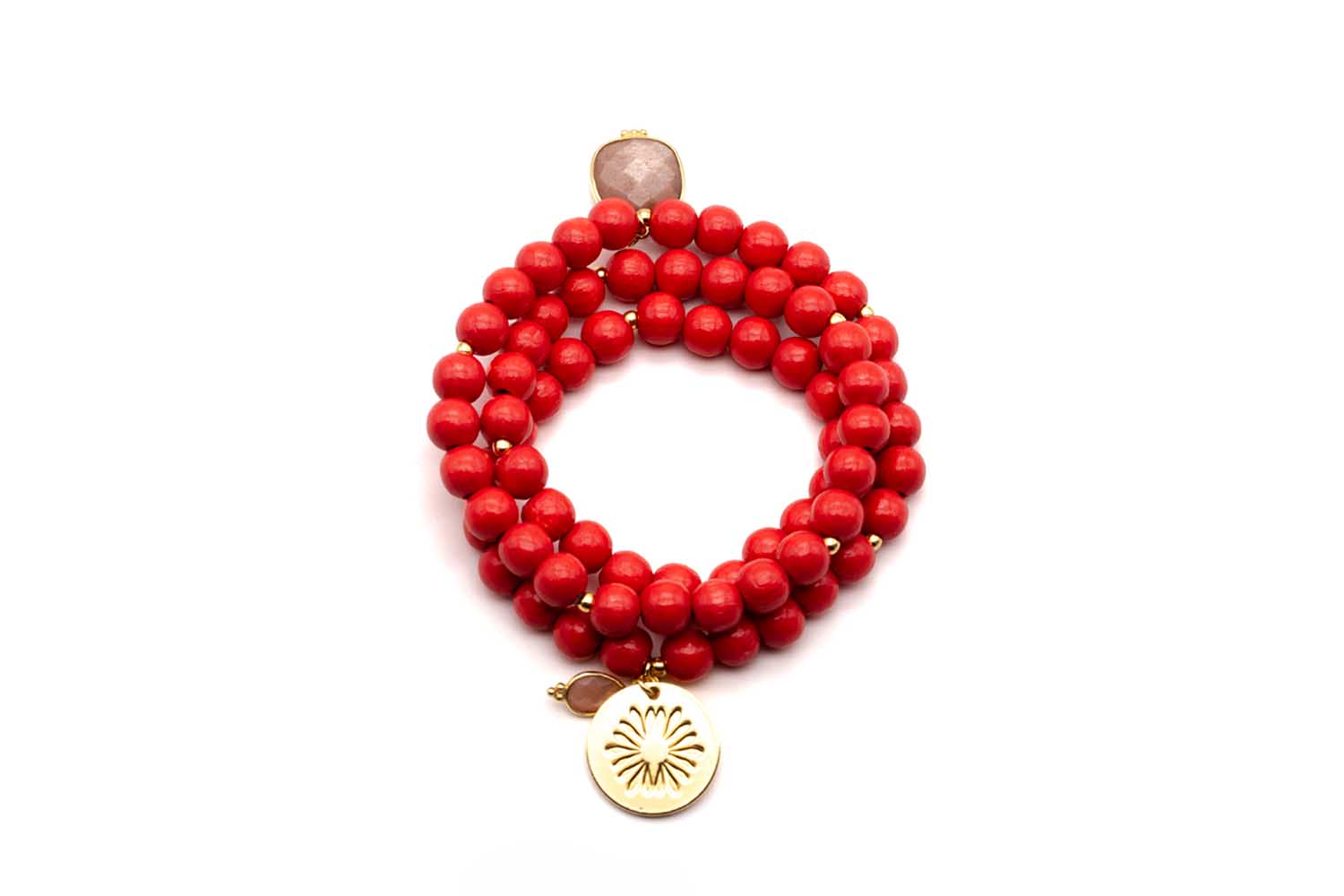 Armband "Mala Triple Coral"