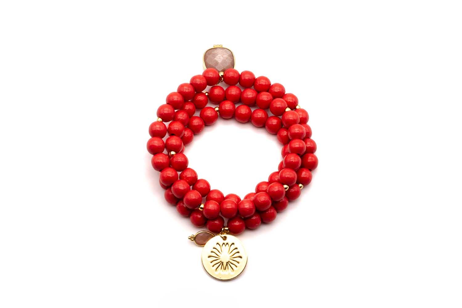 Armband "Mala Triple Coral" - Dein Lieblingsladen Concept
