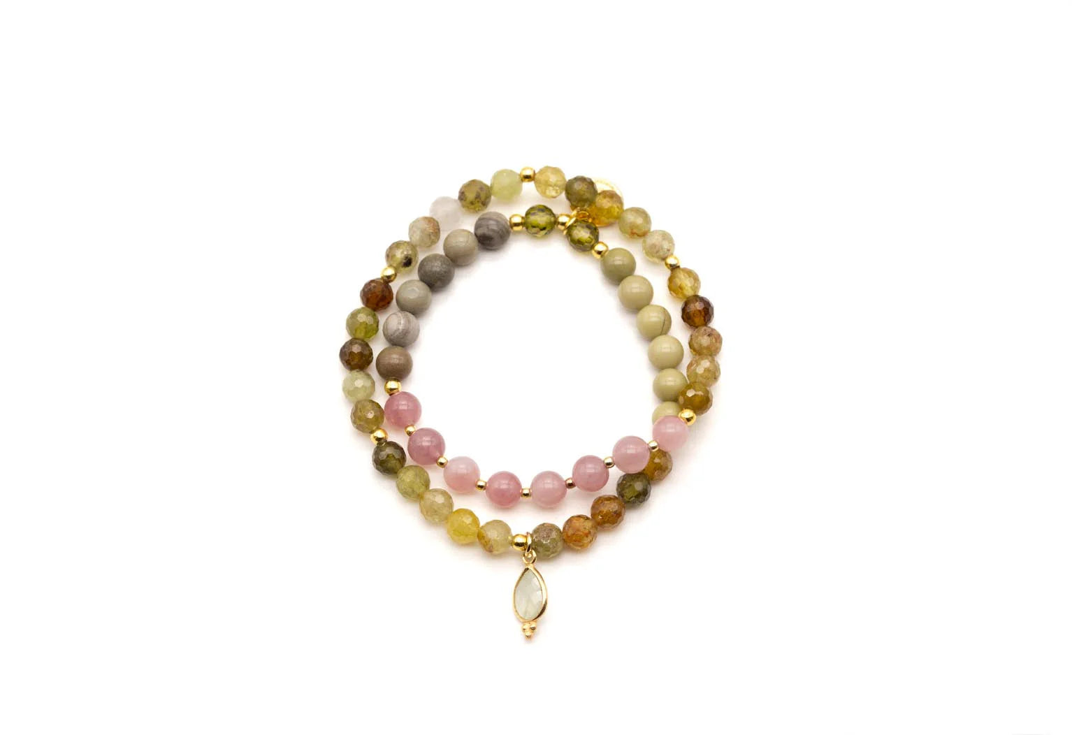 Armband "Mala Twin Green Rose"