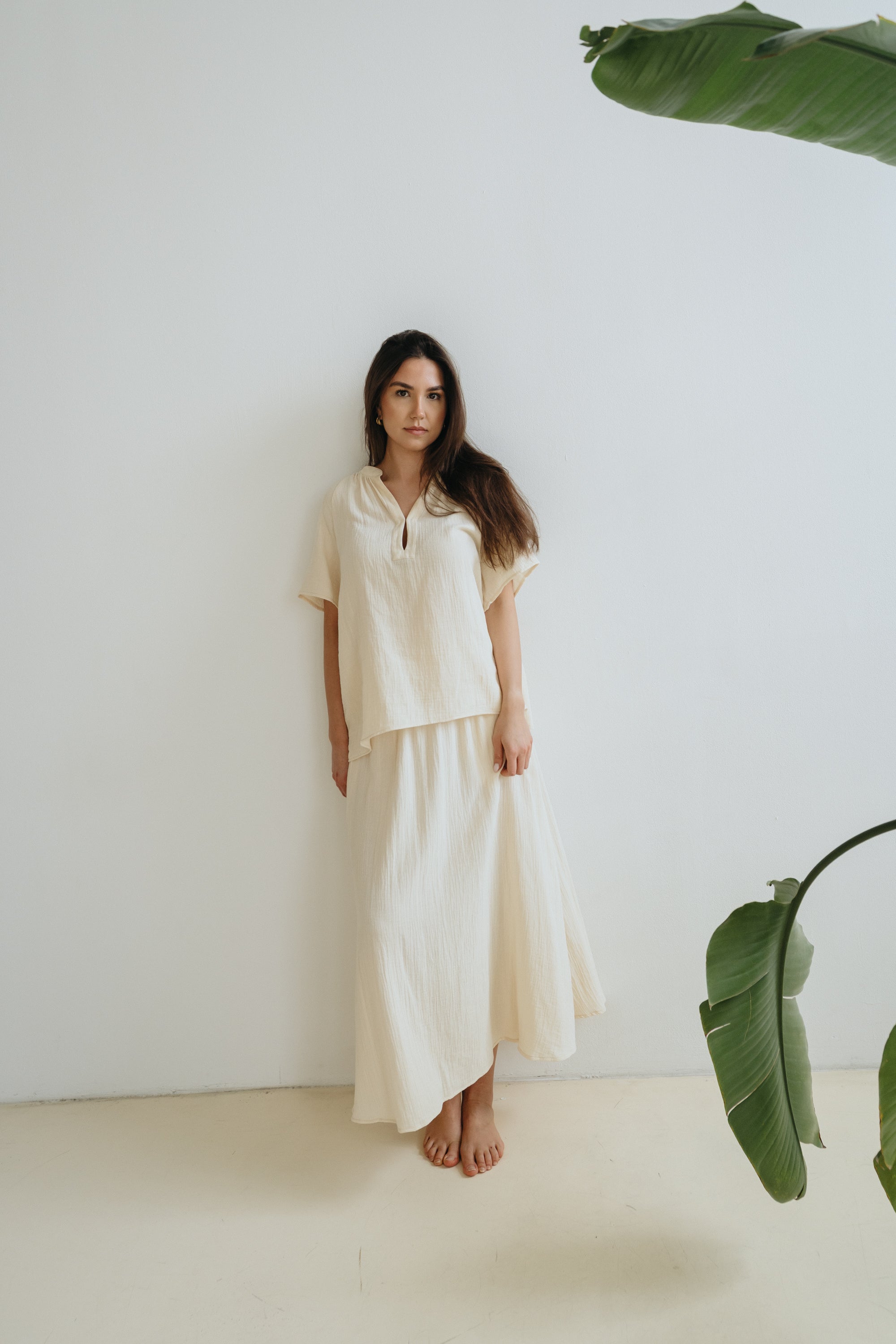 Musselinshirt "LoveDLL" buttercream