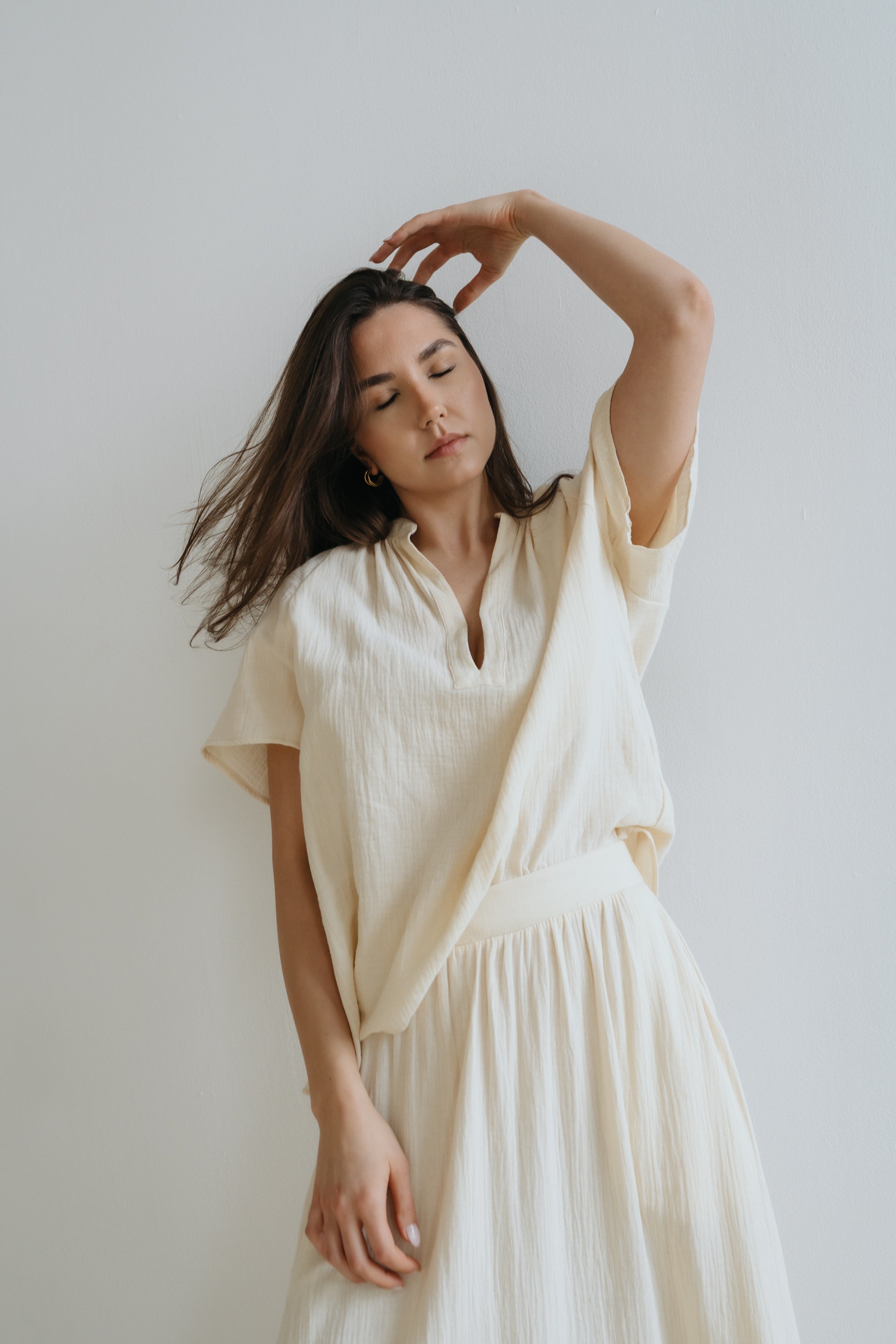 Musselinshirt "LoveDLL" buttercream