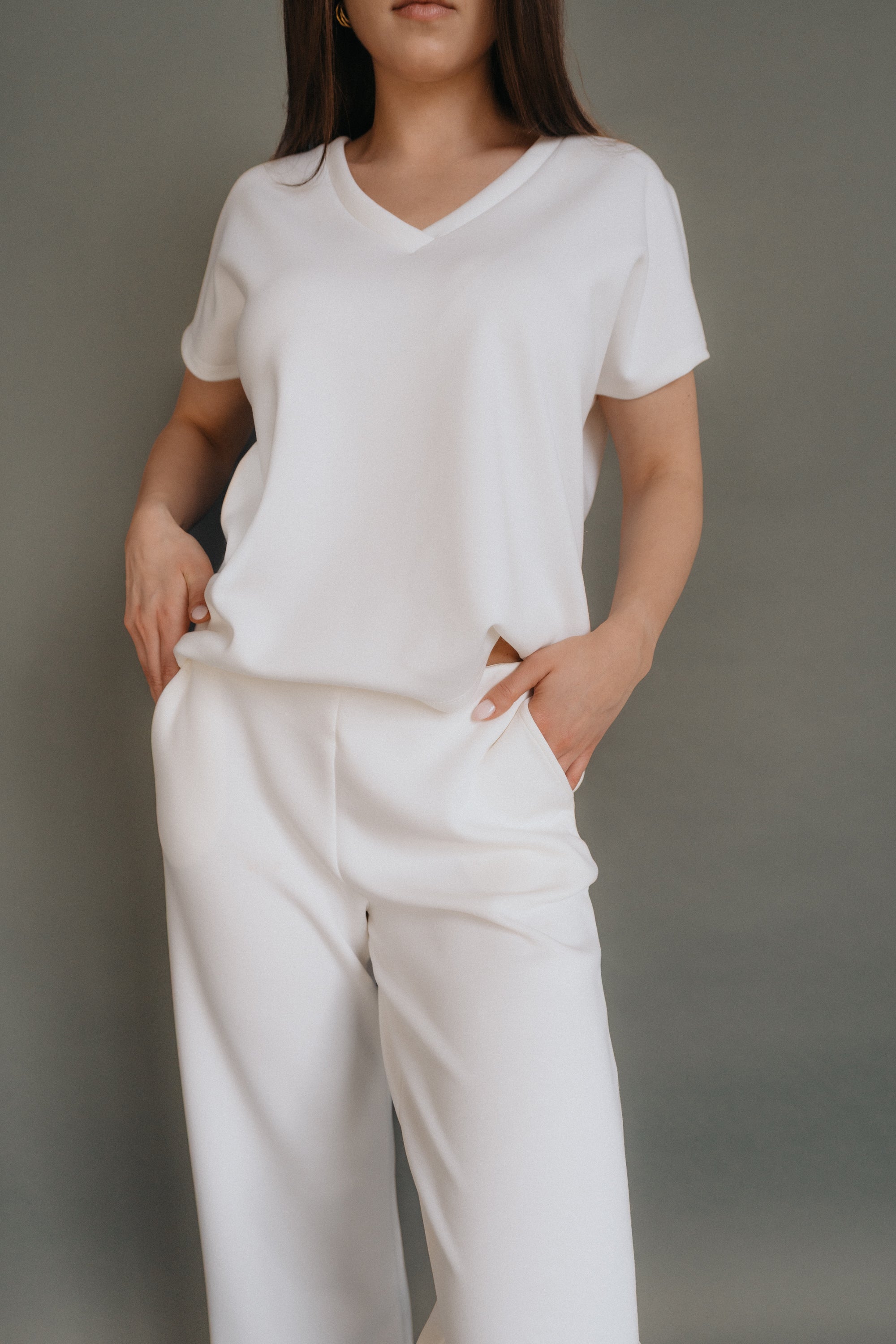 V-Neck Modalshirt "LinaDLL" offwhite