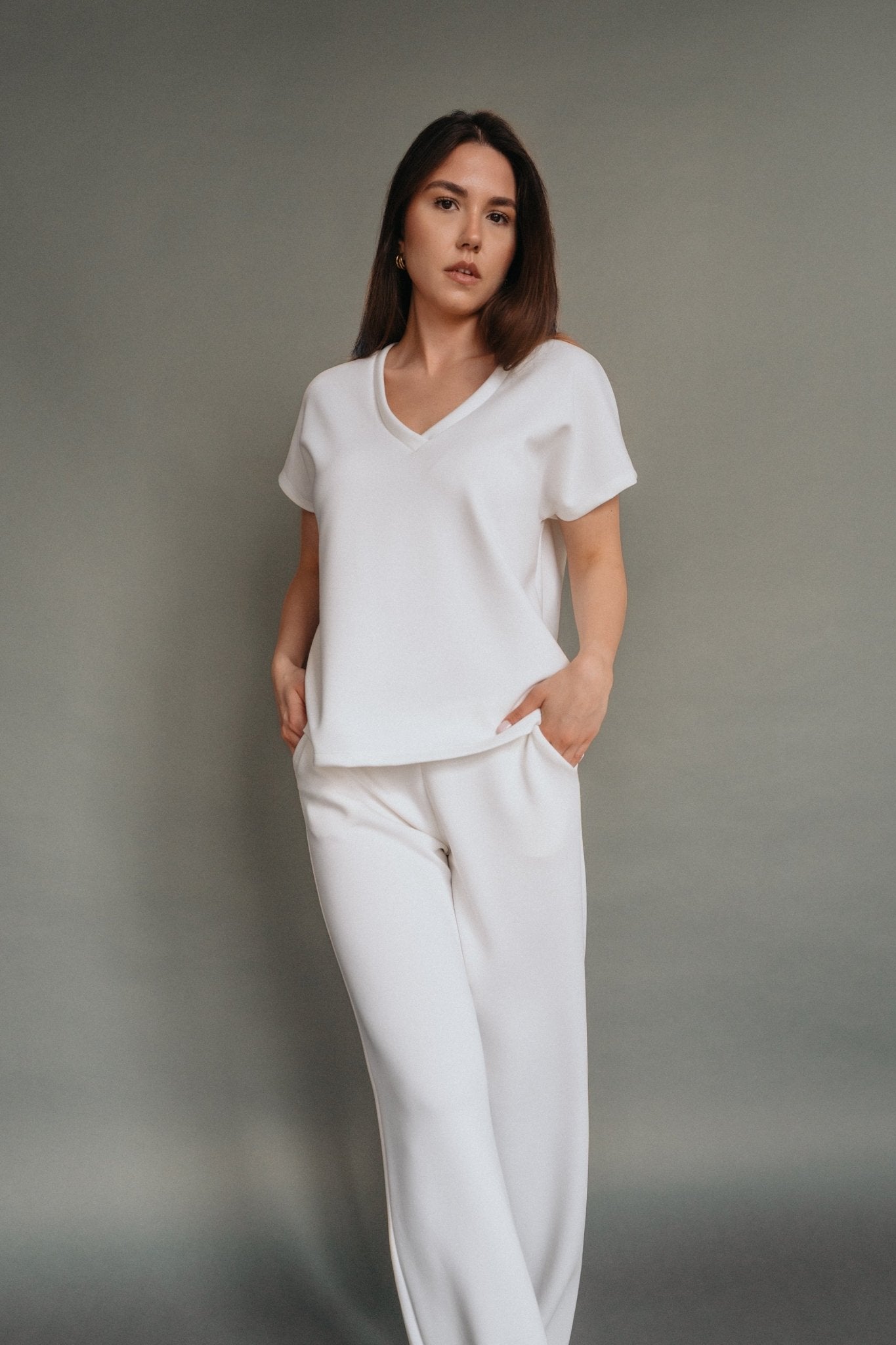 V - Neck Modalshirt "LinaDLL" offwhite - Dein Lieblingsladen Concept