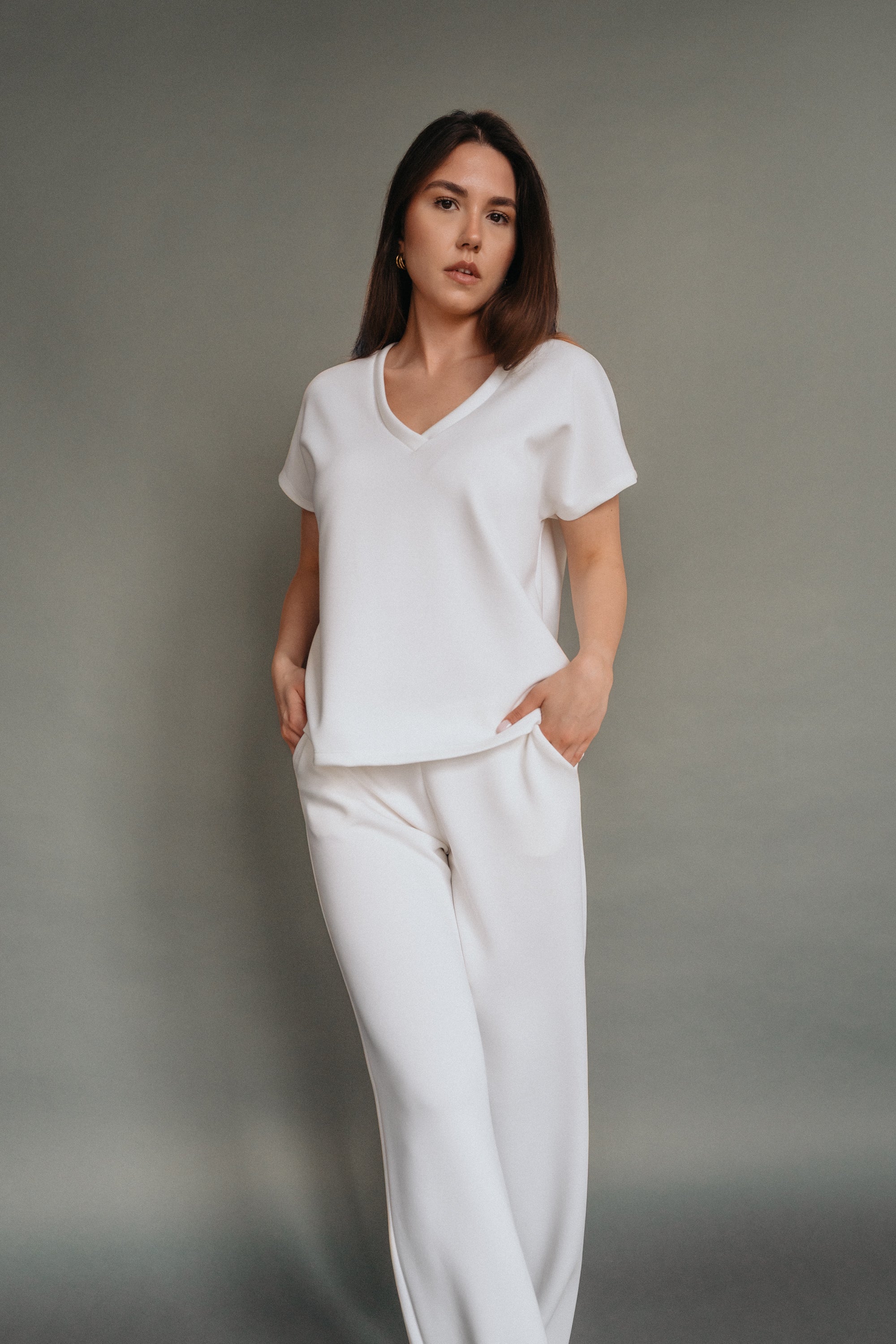 V-Neck Modalshirt "LinaDLL" offwhite