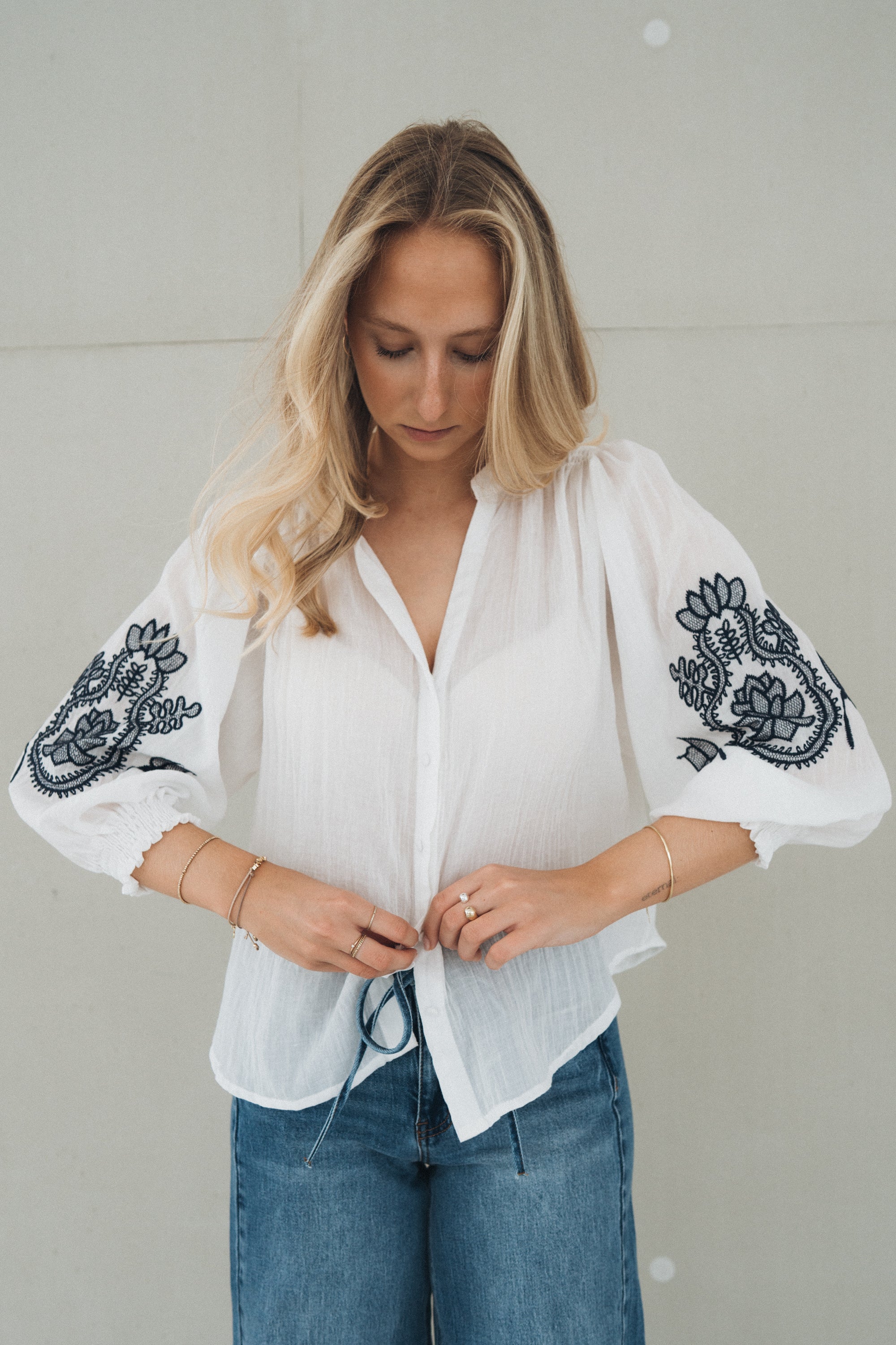 Bluse "NolaDLL" white/navy
