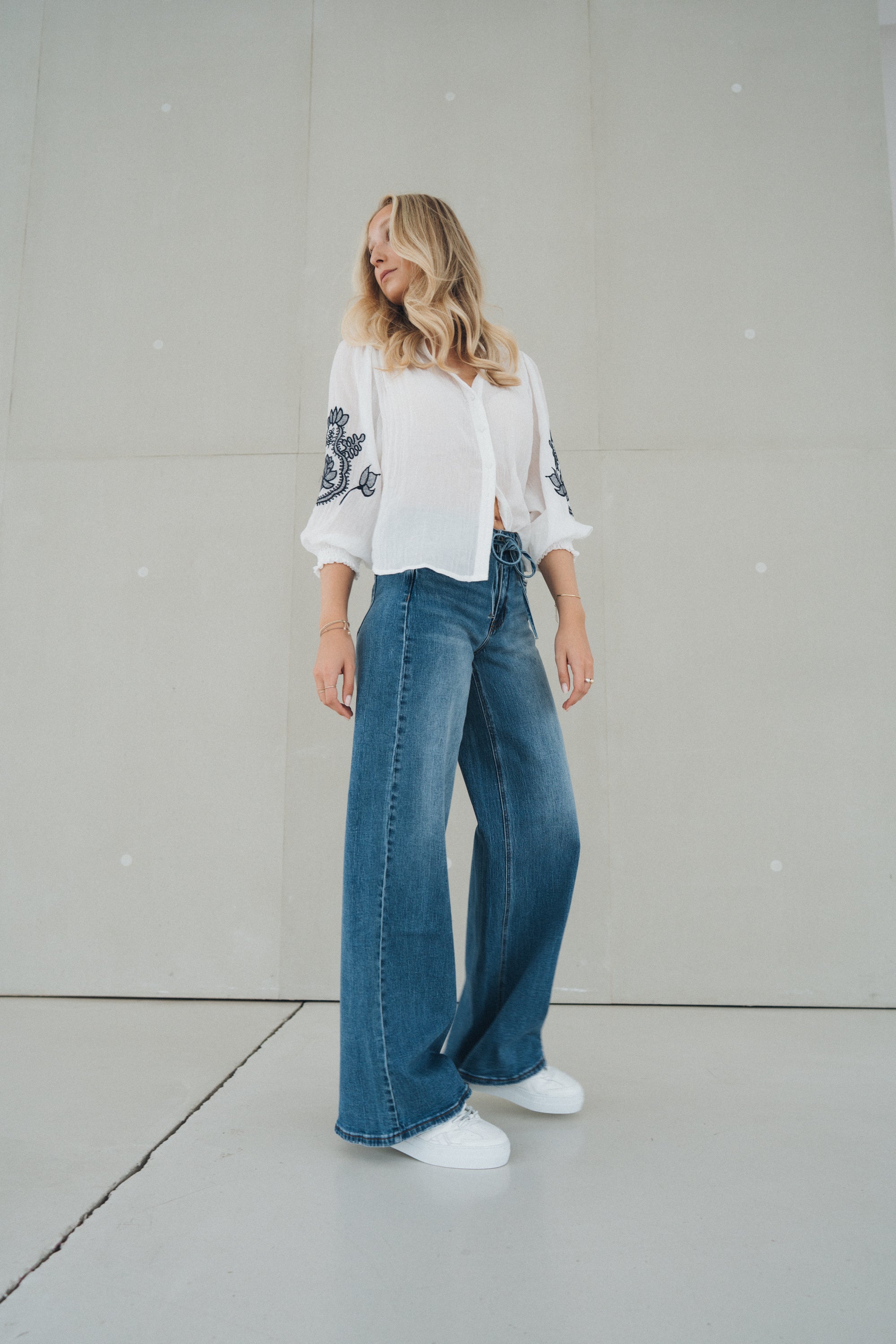Bluse "NolaDLL" white/navy