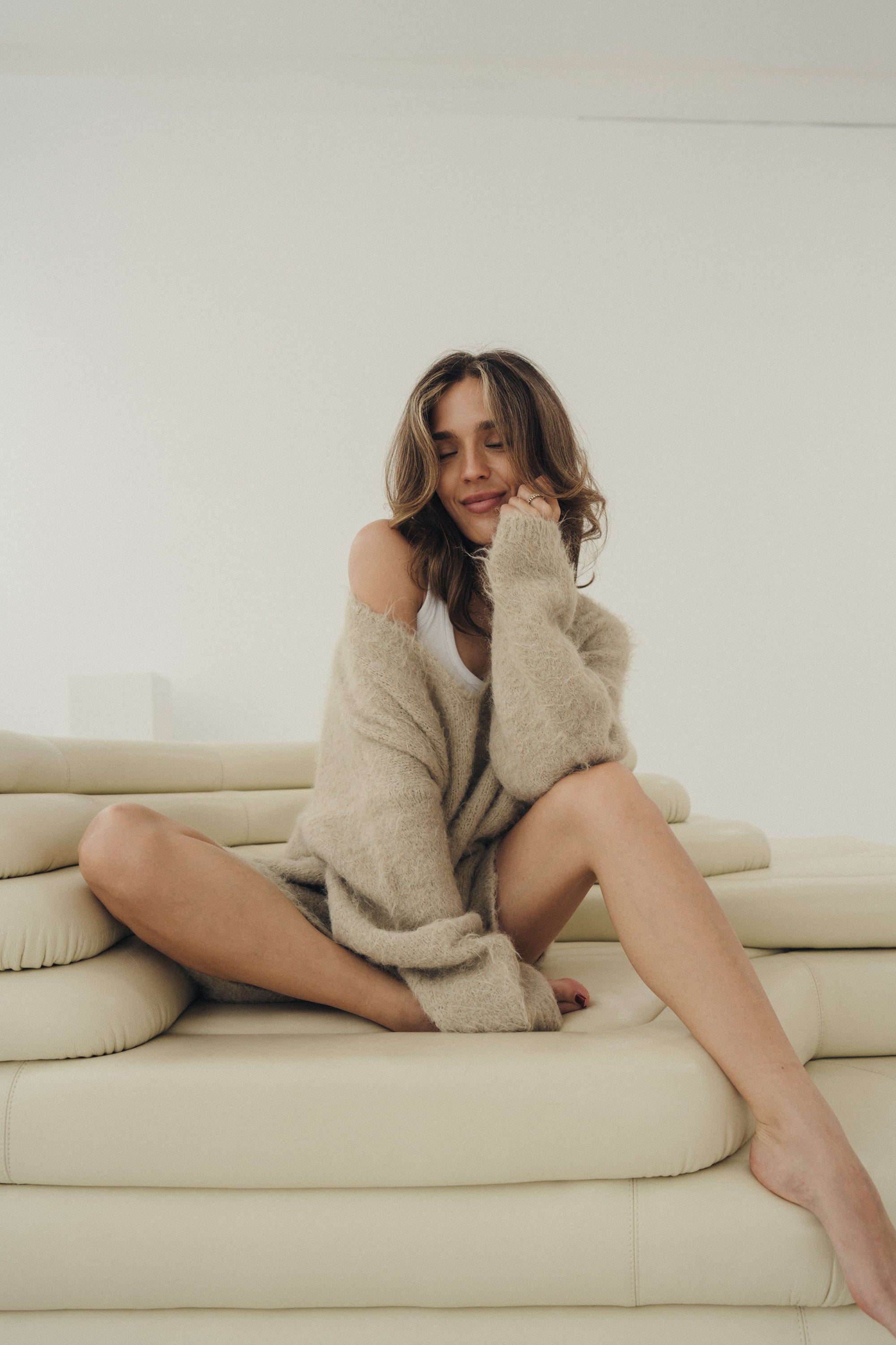 Oversize Pullover „FemkeDLL“ light golden khaki