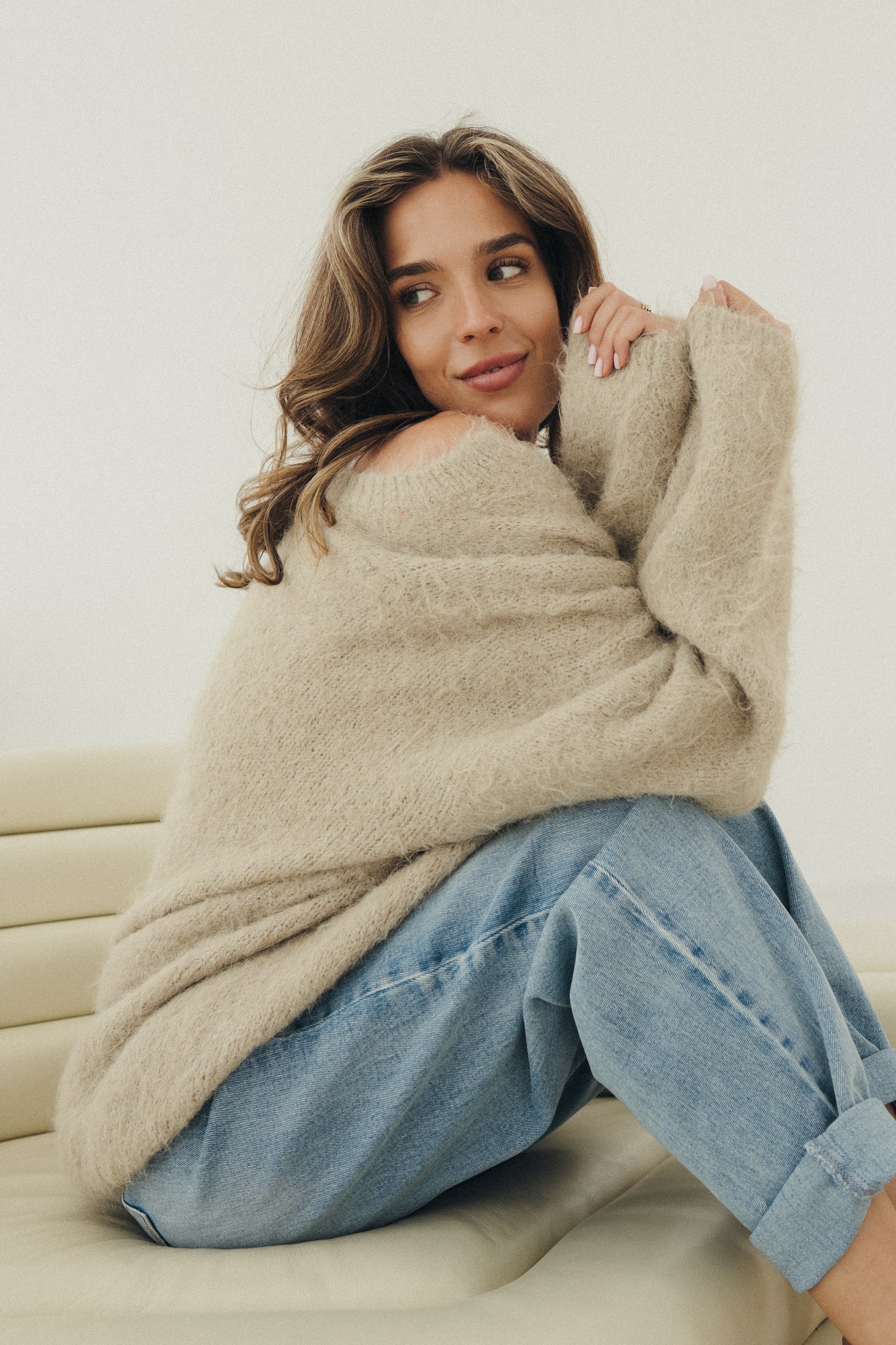 Oversize Pullover „FemkeDLL“ light golden khaki