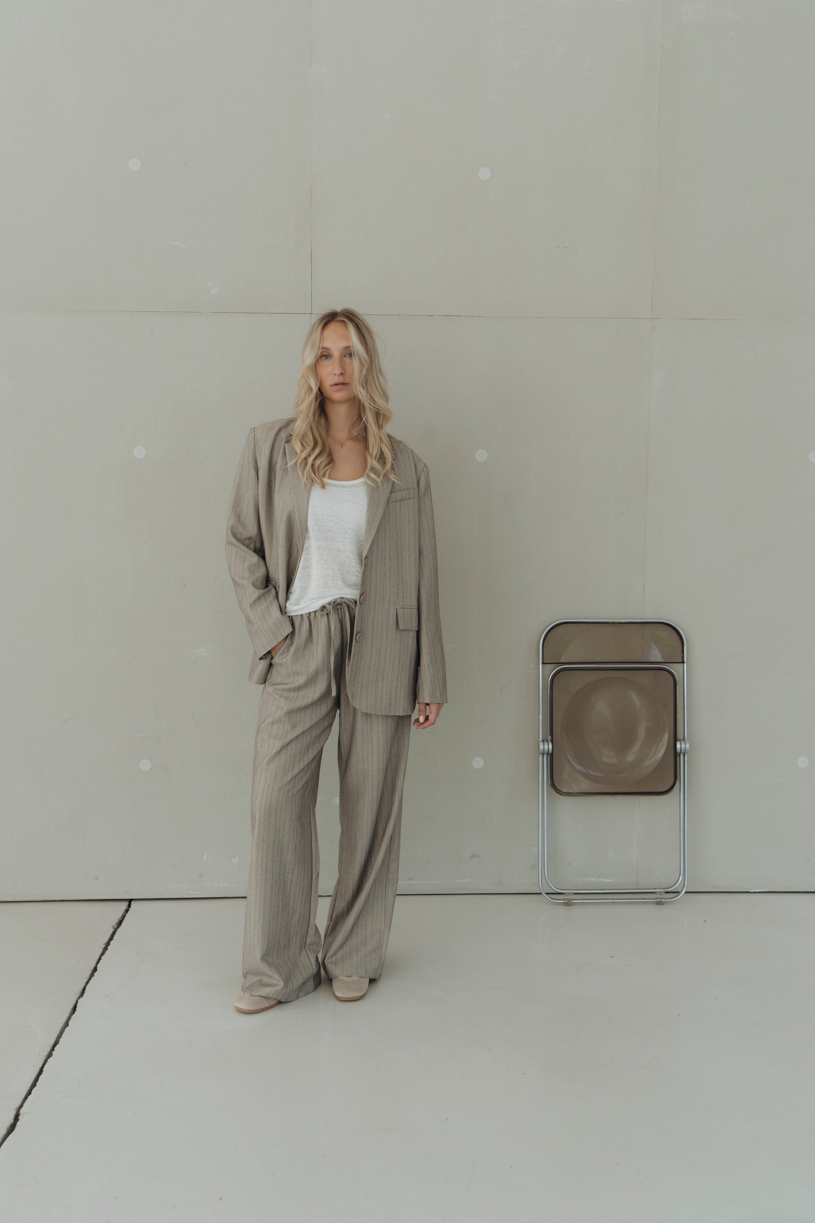 Hose Nadelstreifen "MikaDLL" dark beige
