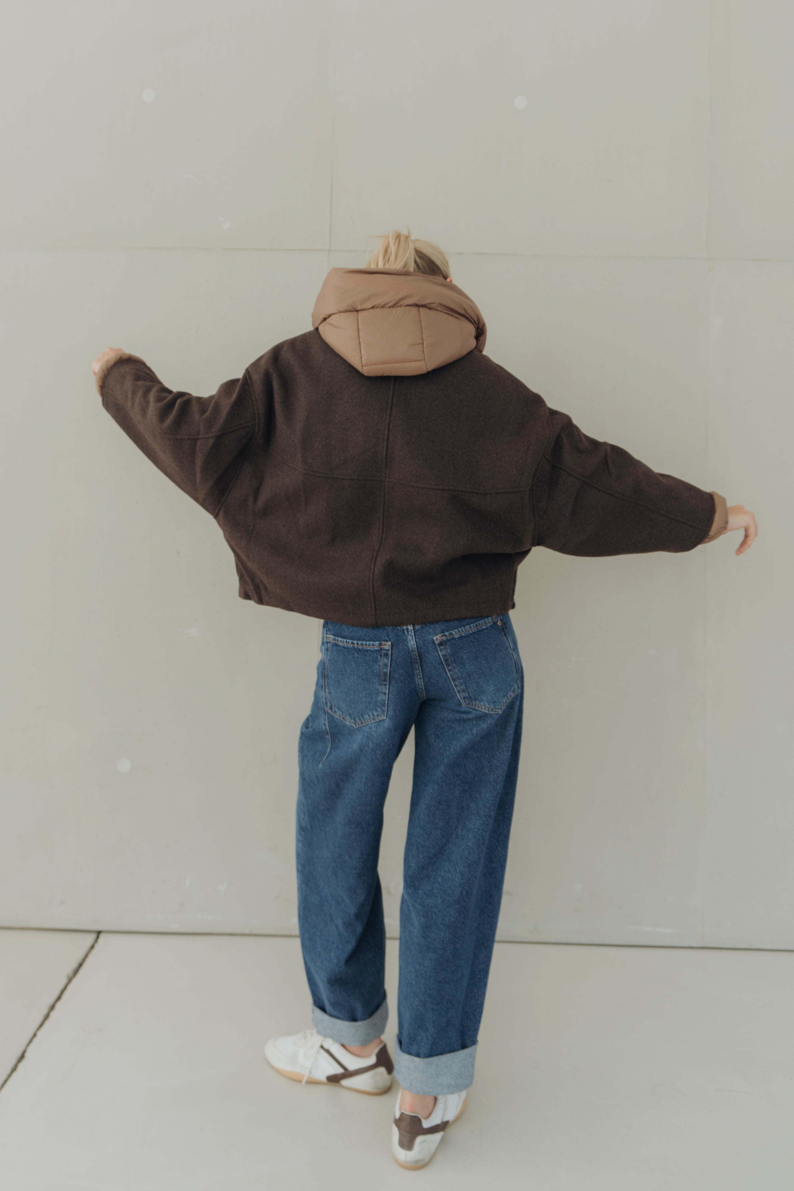 Jacke mit Pufferdetails "MalieDLL" dark brown/cognac