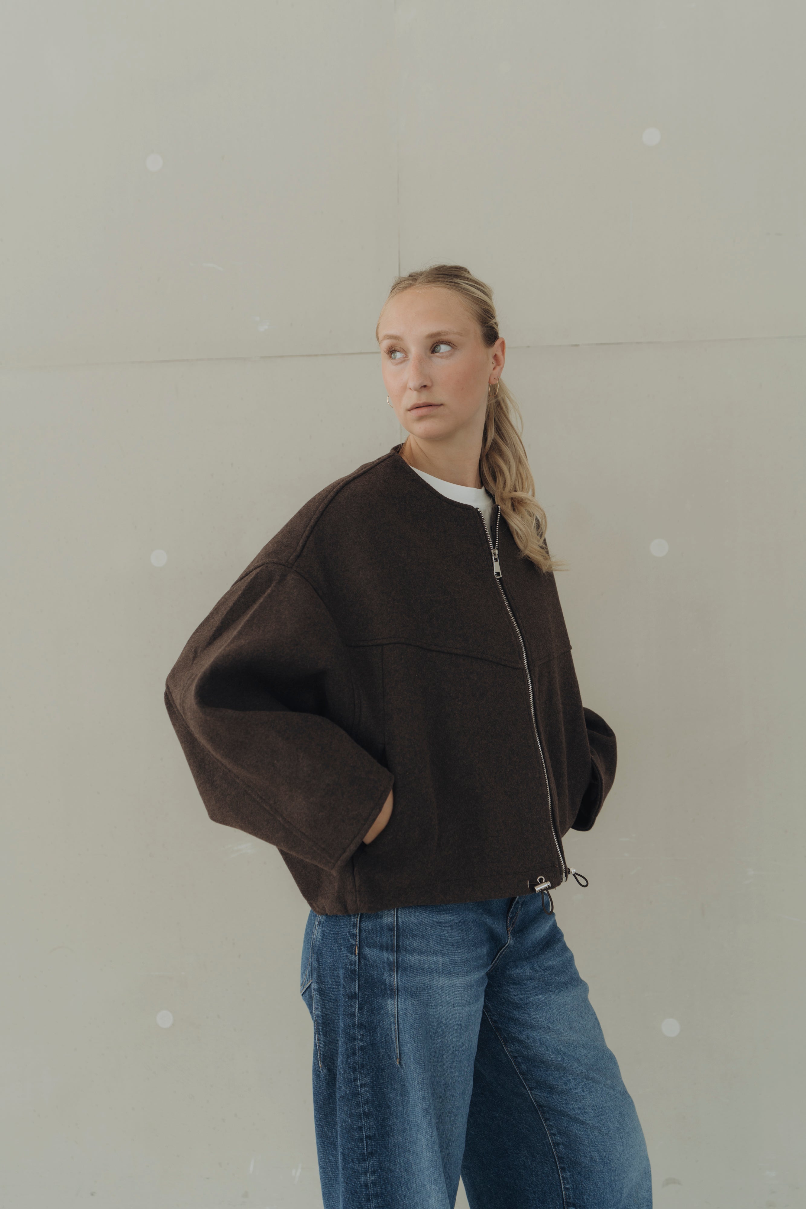 Jacke mit Pufferdetails "MalieDLL" dark brown/cognac